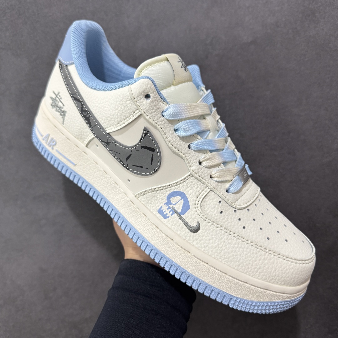 260 定制版 Nike Air Force 1'07 Low 斯图西联名 骷髅米灰蓝 空军一号低帮休闲板鞋 QW5606-269