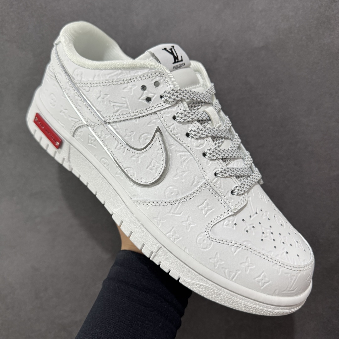 260 定制版 Nike SB Dunk Low “路易威登LV联名---纯白lv印花” 高端定制 低帮休闲板鞋 DS6608-001