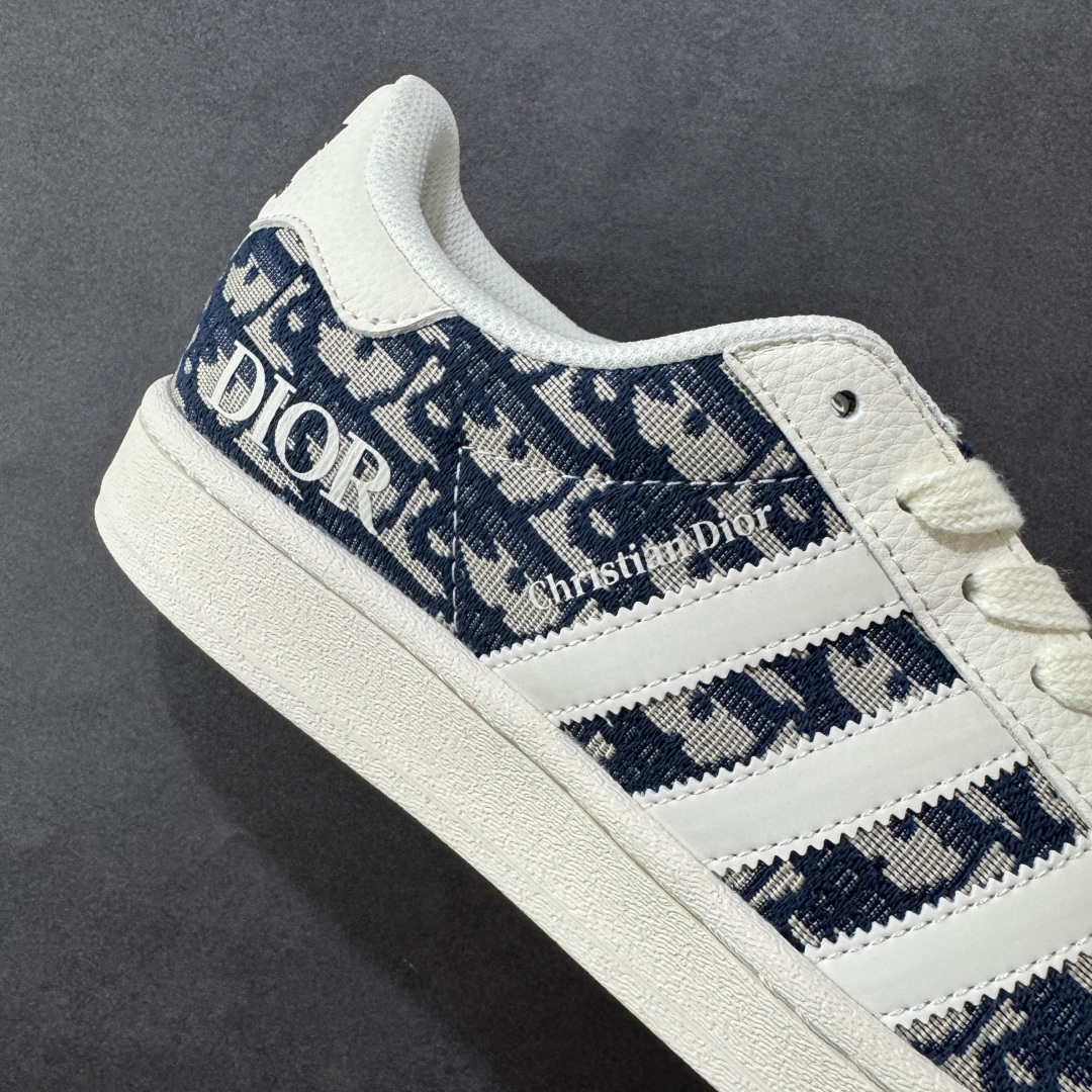 240 定制版 Dior x Adidas Original Superstar 迪奥 x 阿迪达斯 低帮 联名蓝白色 贝壳头防滑耐磨轻便板鞋 JY8913