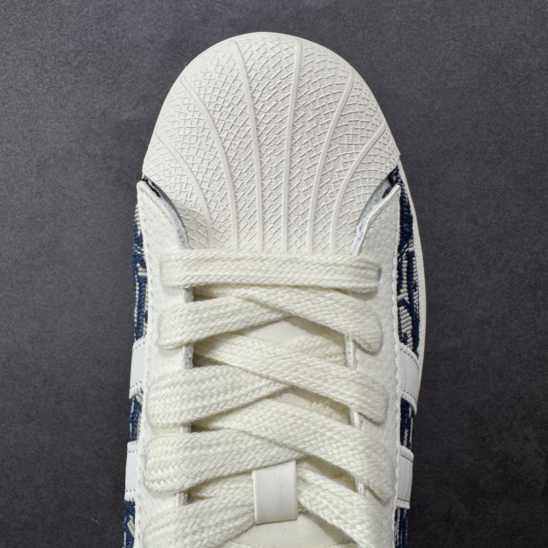 240 定制版 Dior x Adidas Original Superstar 迪奥 x 阿迪达斯 低帮 联名蓝白色 贝壳头防滑耐磨轻便板鞋 JY8913