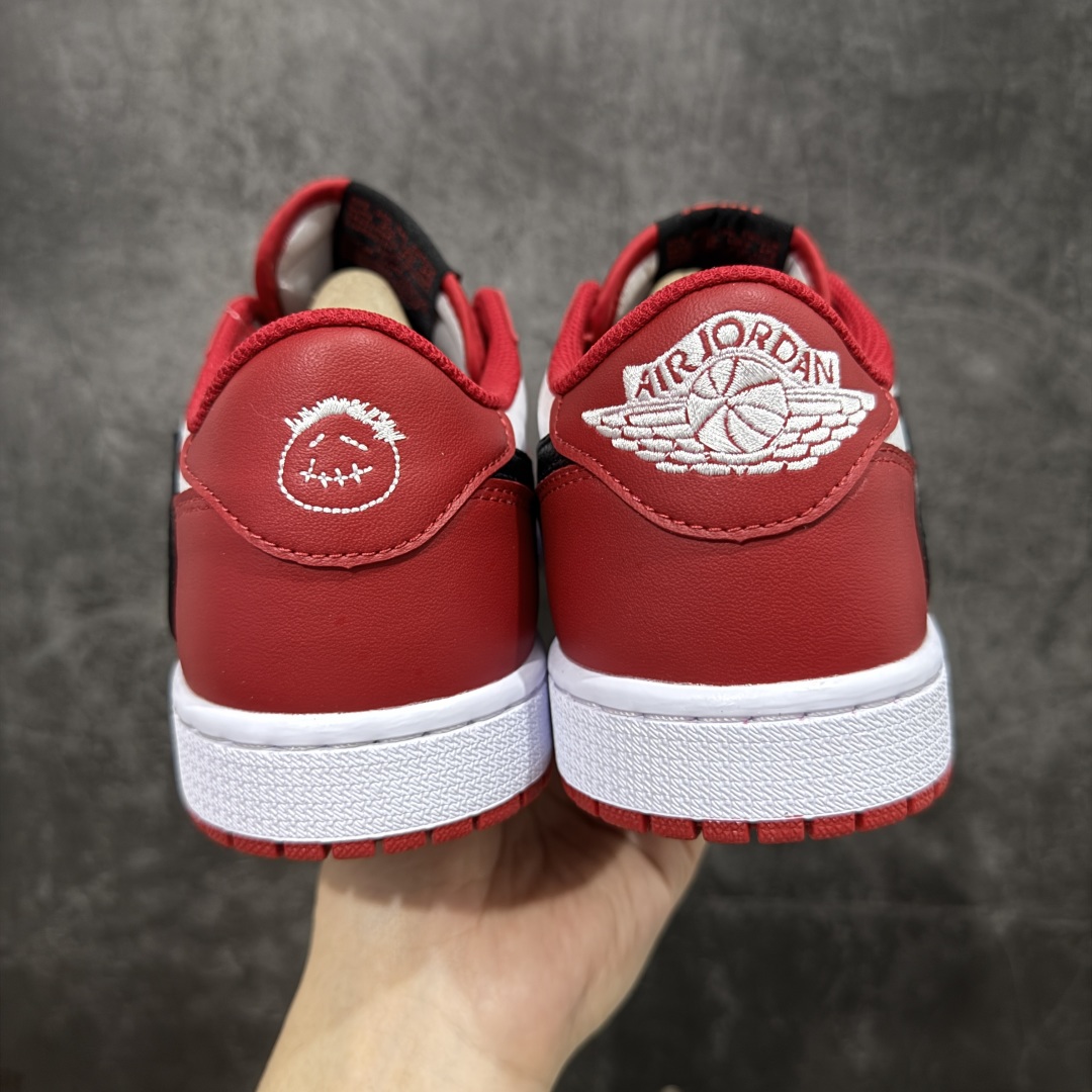 头层K版 Travis Scott x Air Jordan 1 Low 低帮 红白黑倒钩 AJ1 乔丹1代 aj1 乔1 低邦 白黑红倒勾联名 DM7866-101
