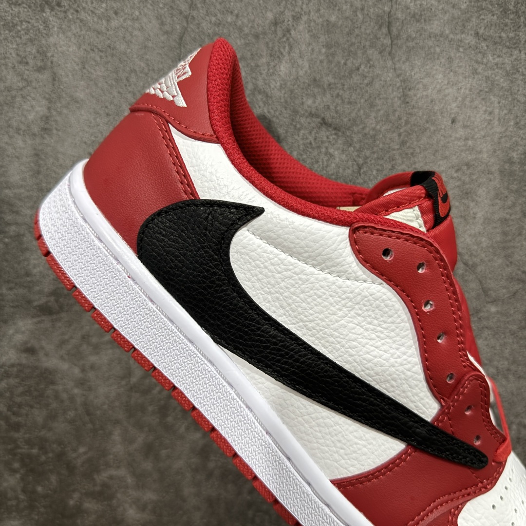 头层K版 Travis Scott x Air Jordan 1 Low 低帮 红白黑倒钩 AJ1 乔丹1代 aj1 乔1 低邦 白黑红倒勾联名 DM7866-101