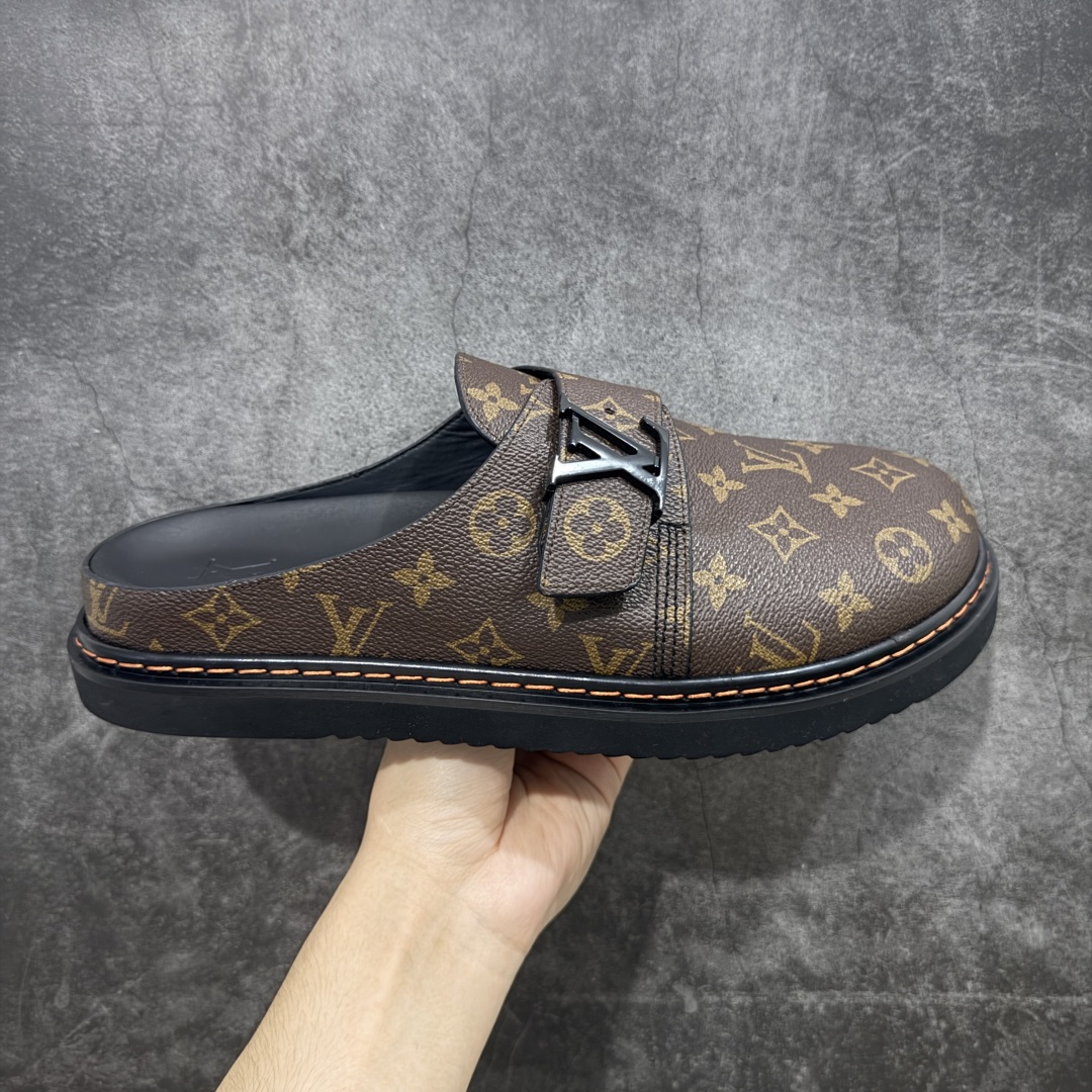 佛山超A版 Louis Vuitton Easy LV皮革拼接博肯半包头拖鞋凉鞋