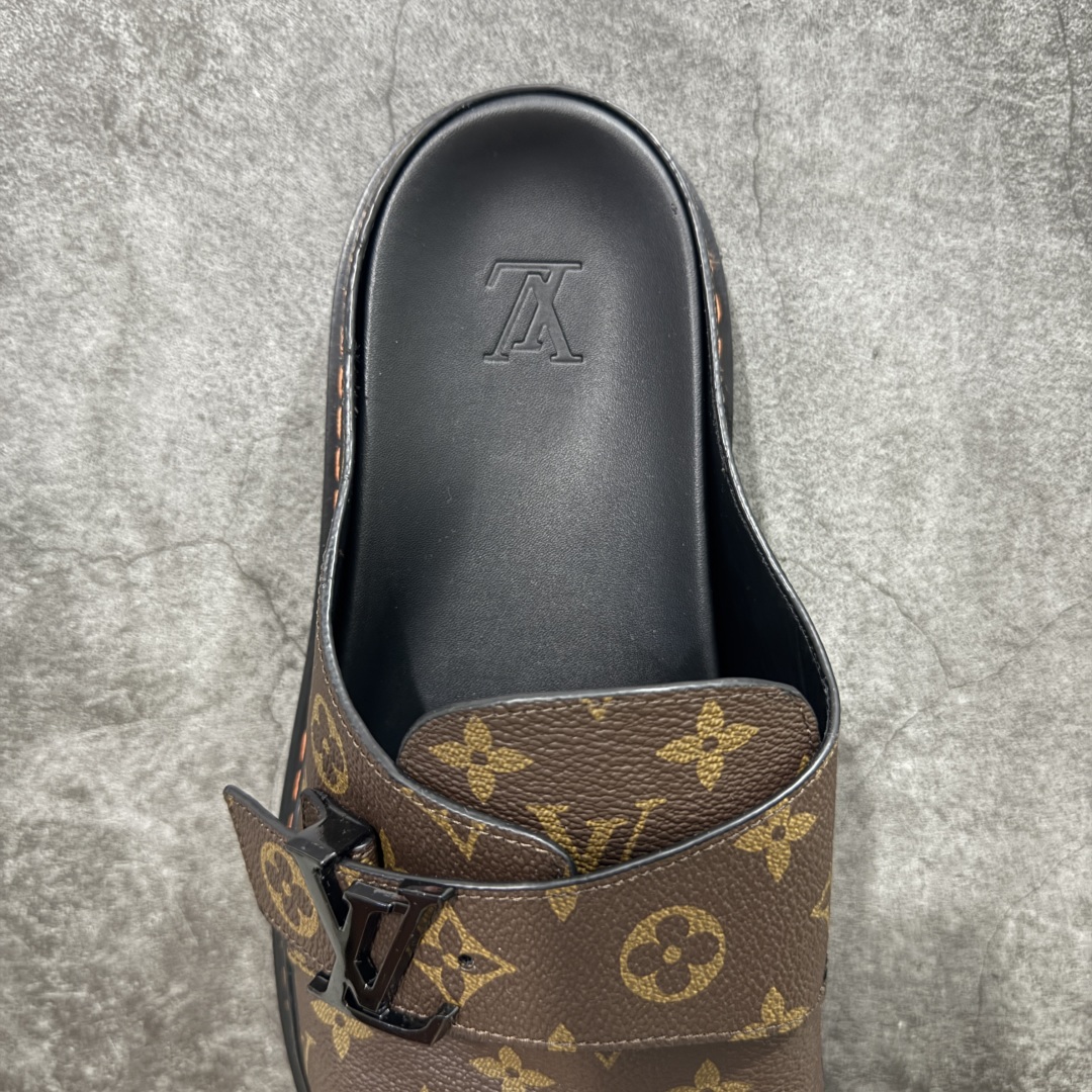 佛山超A版 Louis Vuitton Easy LV皮革拼接博肯半包头拖鞋凉鞋