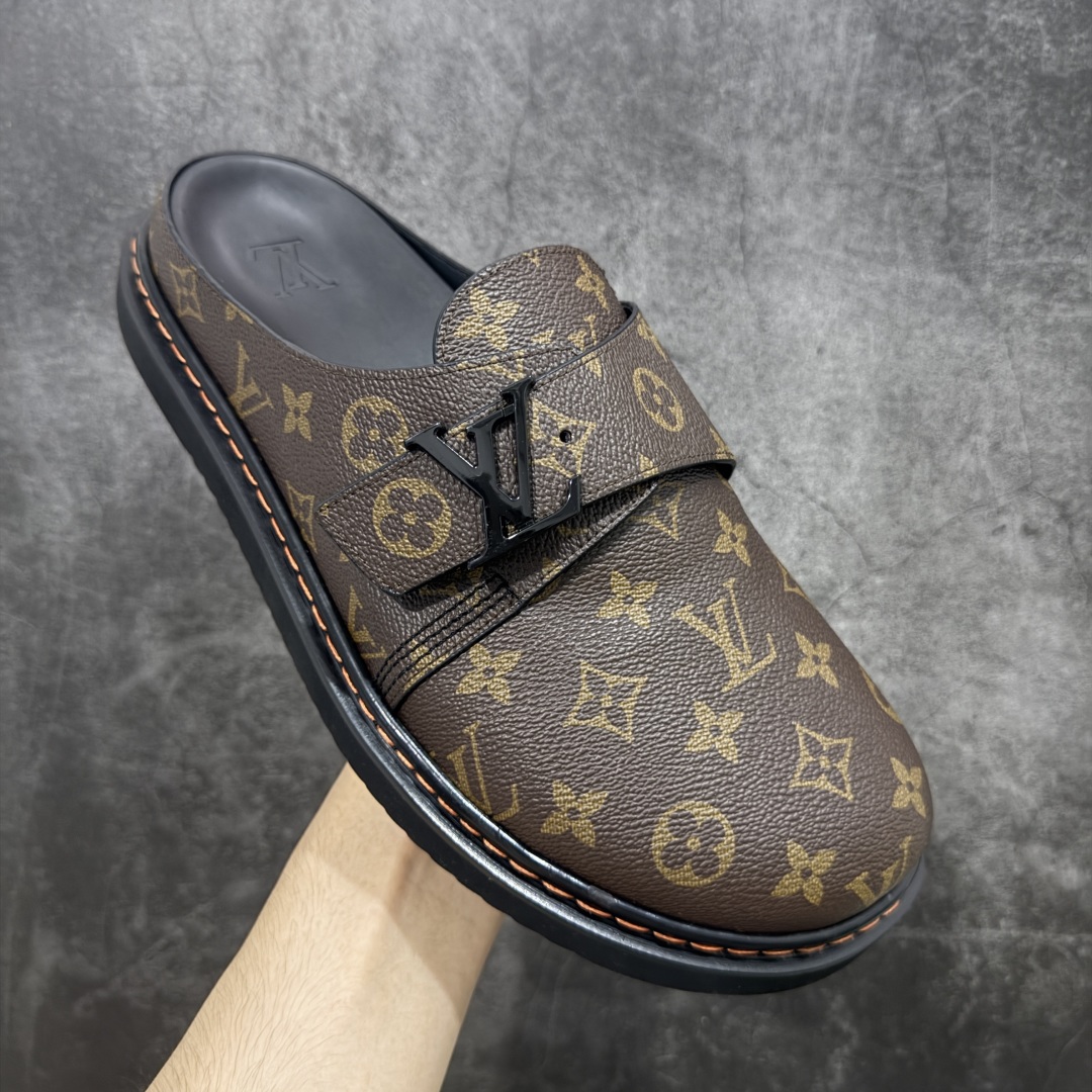佛山超A版 Louis Vuitton Easy LV皮革拼接博肯半包头拖鞋凉鞋