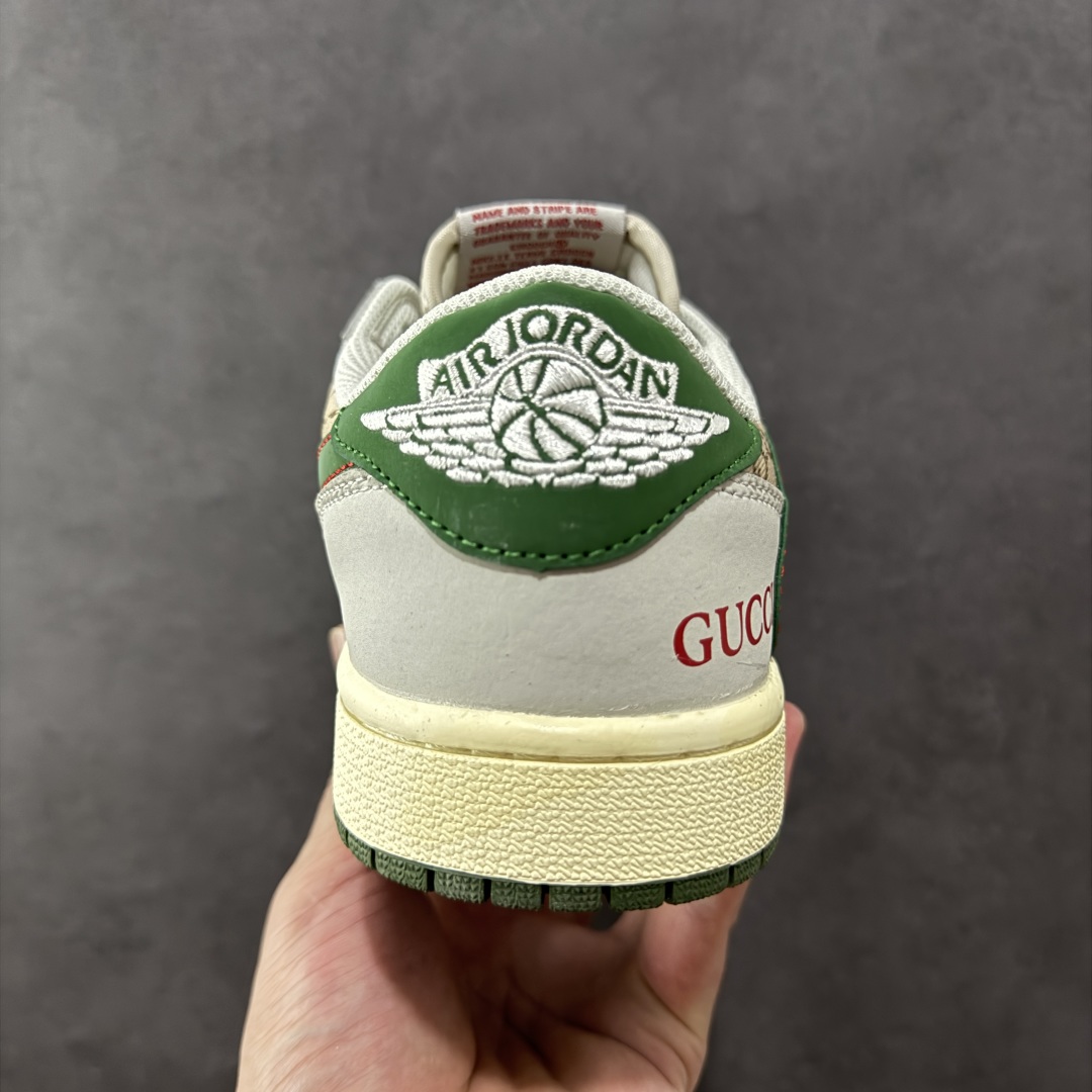 定制版 Travis Scott x Fragment Design x Air Jordan 1 Low OG SP AJ1 乔1 古驰联名 花纹绿棕 低帮文化休闲板鞋 DZ5899-001