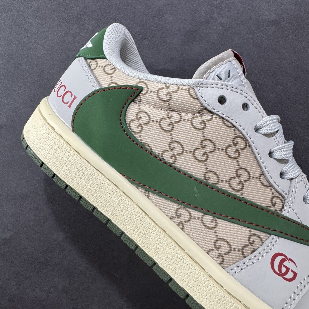 定制版 Travis Scott x Fragment Design x Air Jordan 1 Low OG SP AJ1 乔1 古驰联名 花纹绿棕 低帮文化休闲板鞋 DZ5899-001