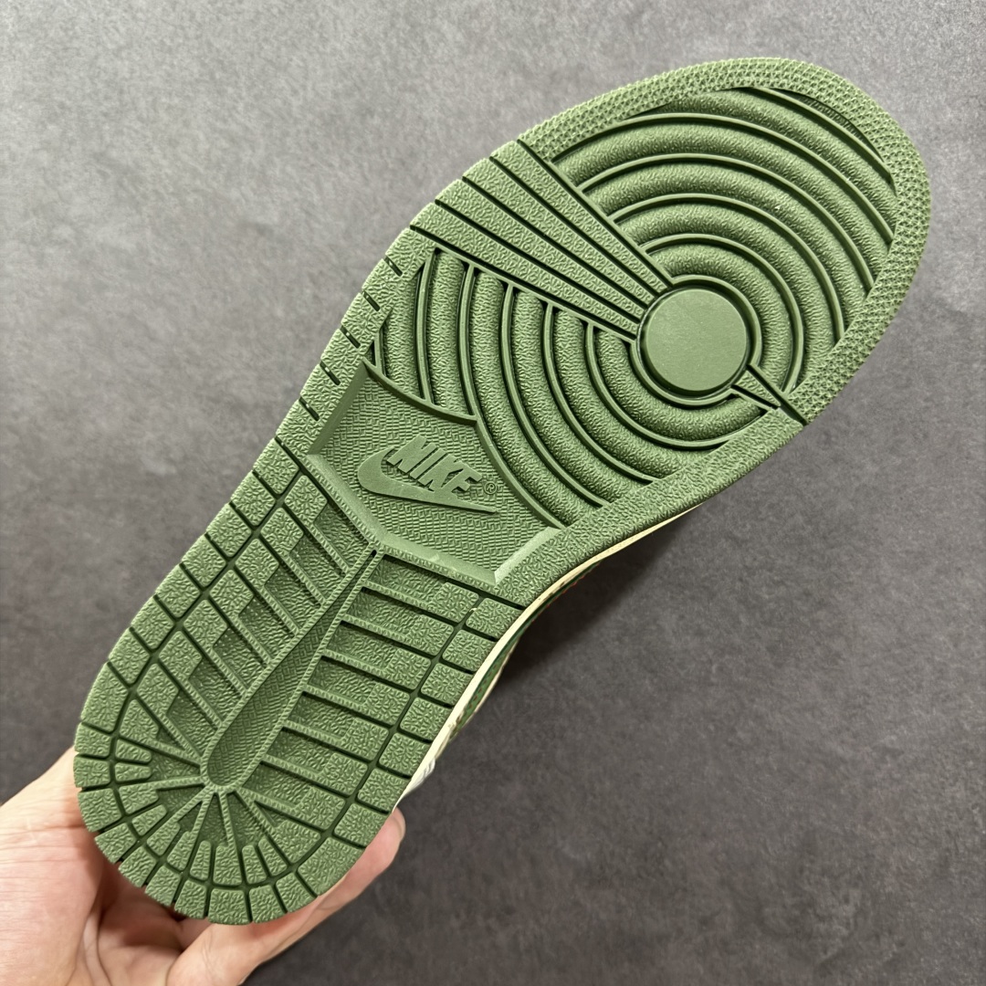 定制版 Travis Scott x Fragment Design x Air Jordan 1 Low OG SP AJ1 乔1 古驰联名 花纹绿棕 低帮文化休闲板鞋 DZ5899-001