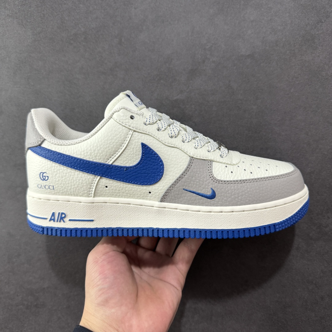 定制版 Gucci x Nike Air Force 1 Low 古驰古奇 x 耐克 空军一号 低帮 联名灰白蓝 休闲运动板鞋 KX2532-502