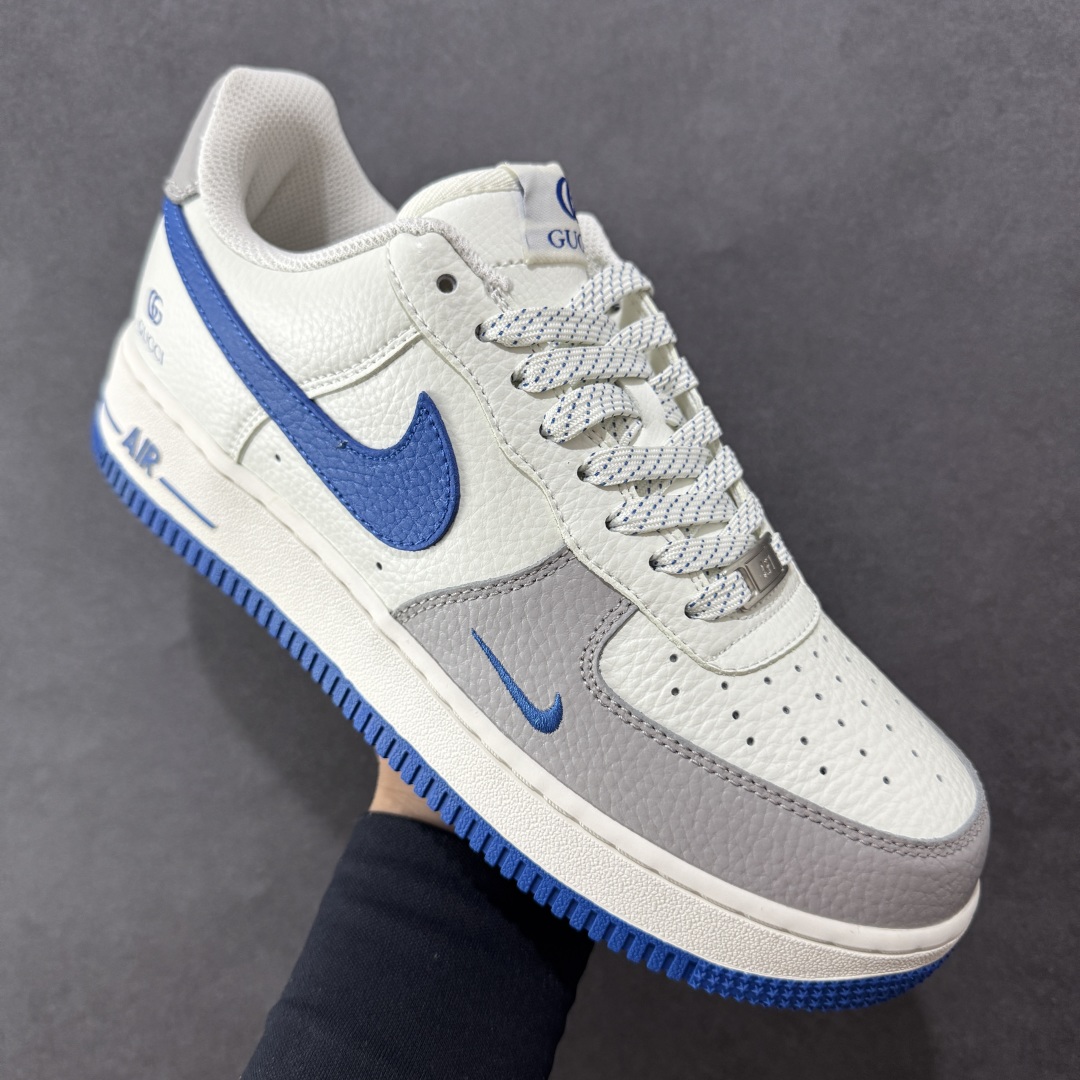 定制版 Gucci x Nike Air Force 1 Low 古驰古奇 x 耐克 空军一号 低帮 联名灰白蓝 休闲运动板鞋 KX2532-502