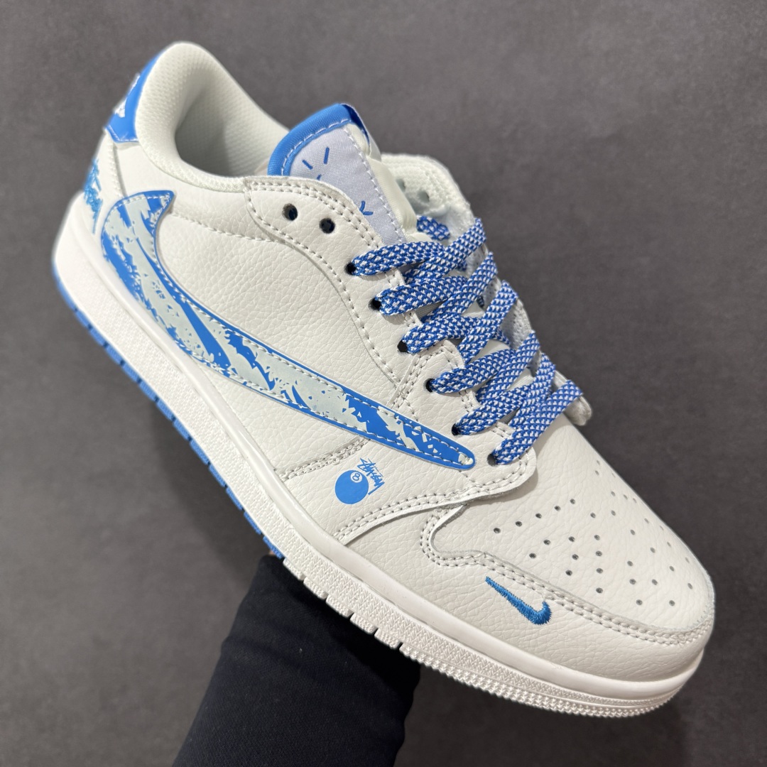 定制版 Travis Scott x Fragment Design x Air Jordan 1 Low OG SP AJ1 乔1 斯图西联名 冰山蓝 低帮文化休闲板鞋 DZ5899-007