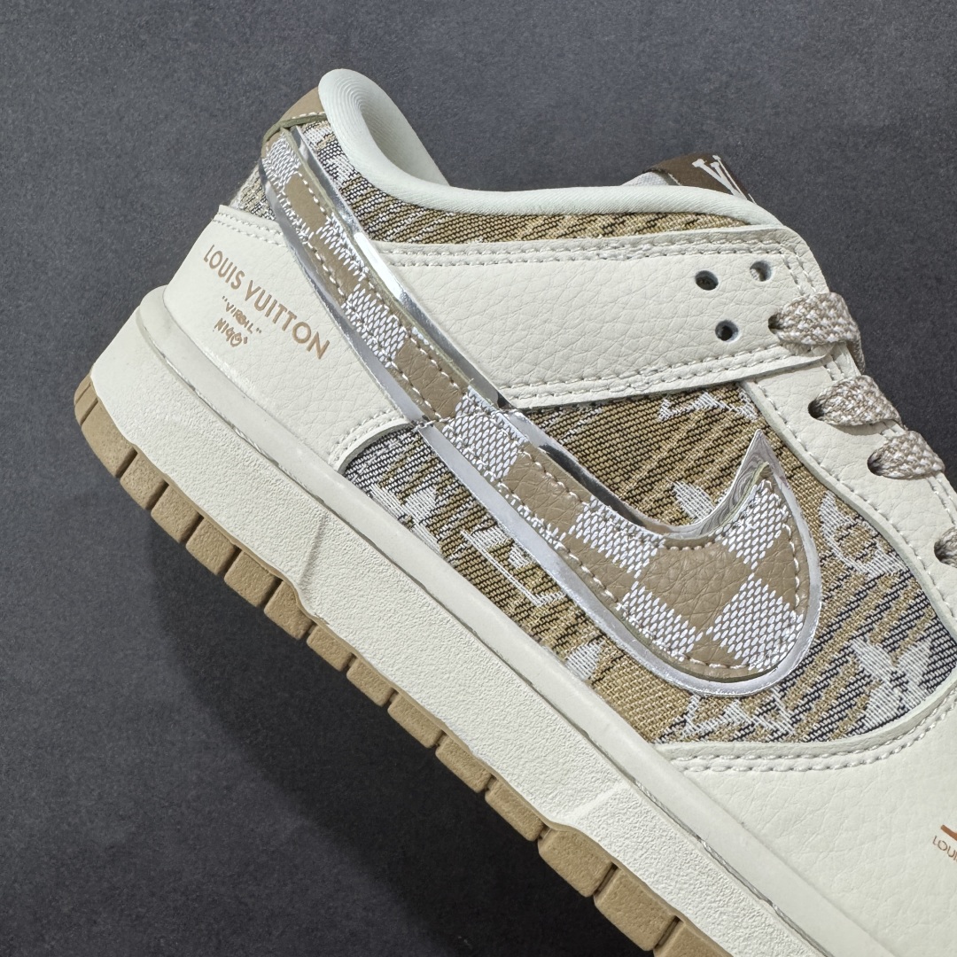 定制版 Nike SB Dunk Low “路易威登LV联名---米白黄帆布印花” 高端定制 低帮休闲板鞋 DS6608-006