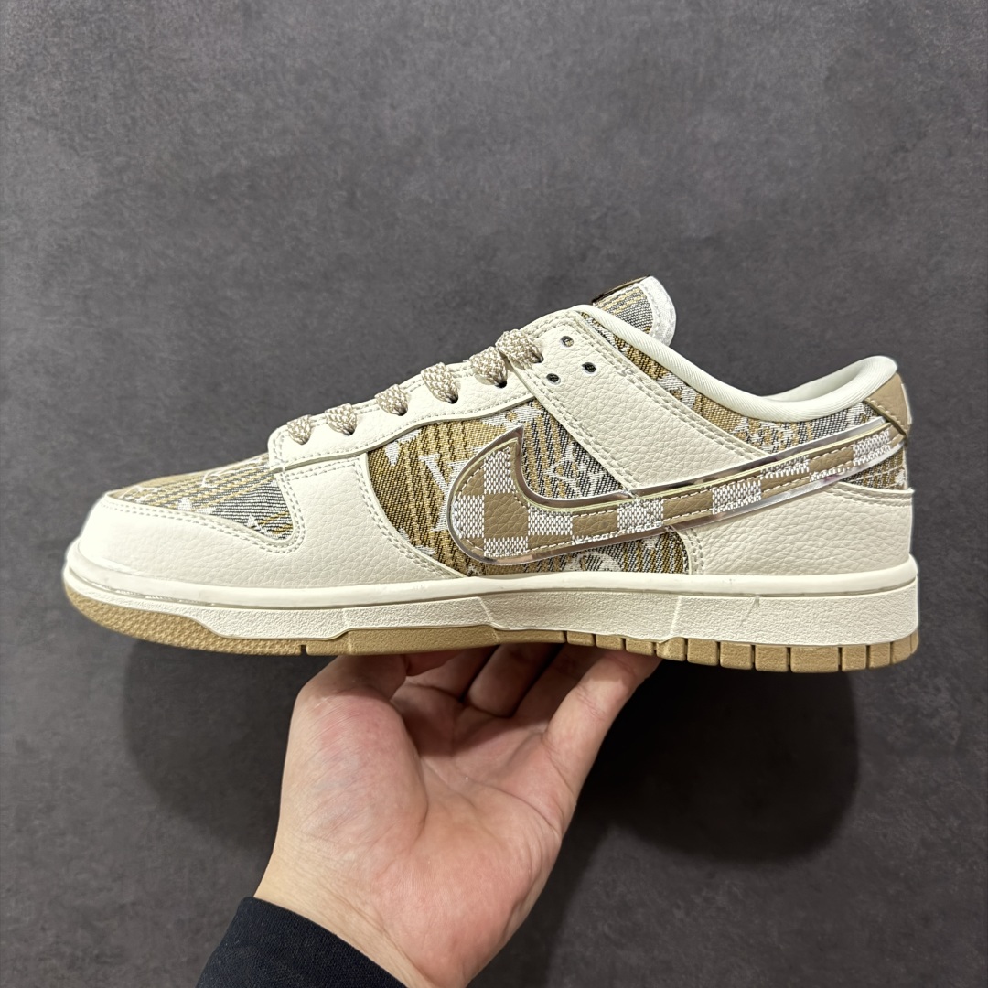 定制版 Nike SB Dunk Low “路易威登LV联名---米白黄帆布印花” 高端定制 低帮休闲板鞋 DS6608-006