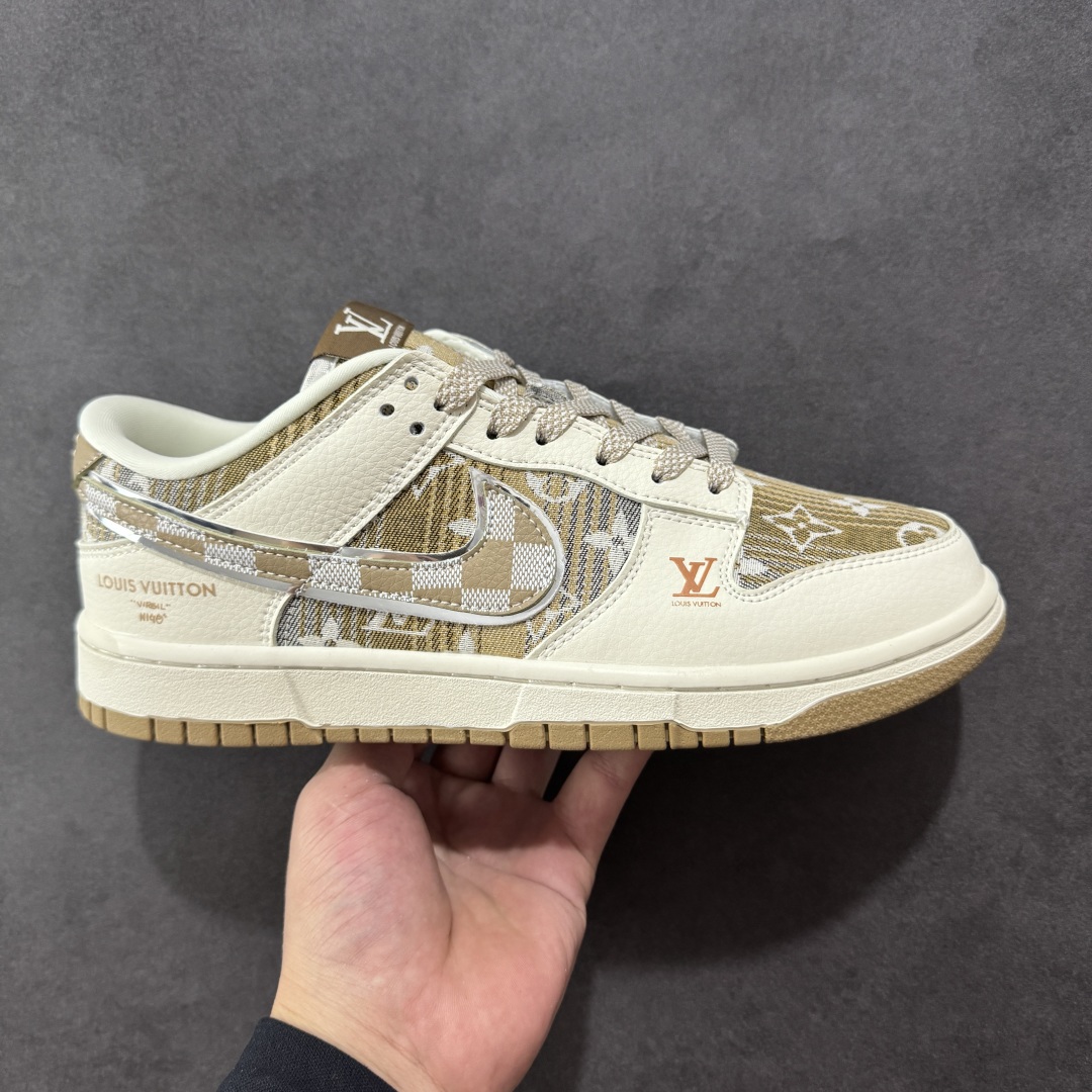 定制版 Nike SB Dunk Low “路易威登LV联名—米白黄帆布印花” 高端定制 低帮休闲板鞋 DS6608-006