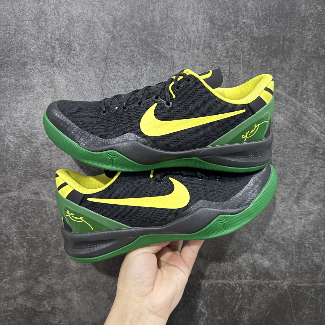  
【纯原】NK Zoom Kobe Ⅷ System 科比8代复刻实战运动低帮文化篮球鞋 俄勒冈黑绿鸭