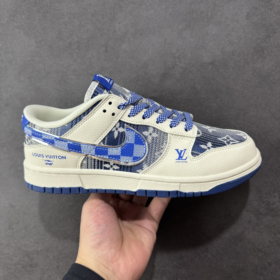  
【纯原】Nike SB Dunk Low “路易威登LV联名---米白蓝帆布印花” 高端定制 低帮休