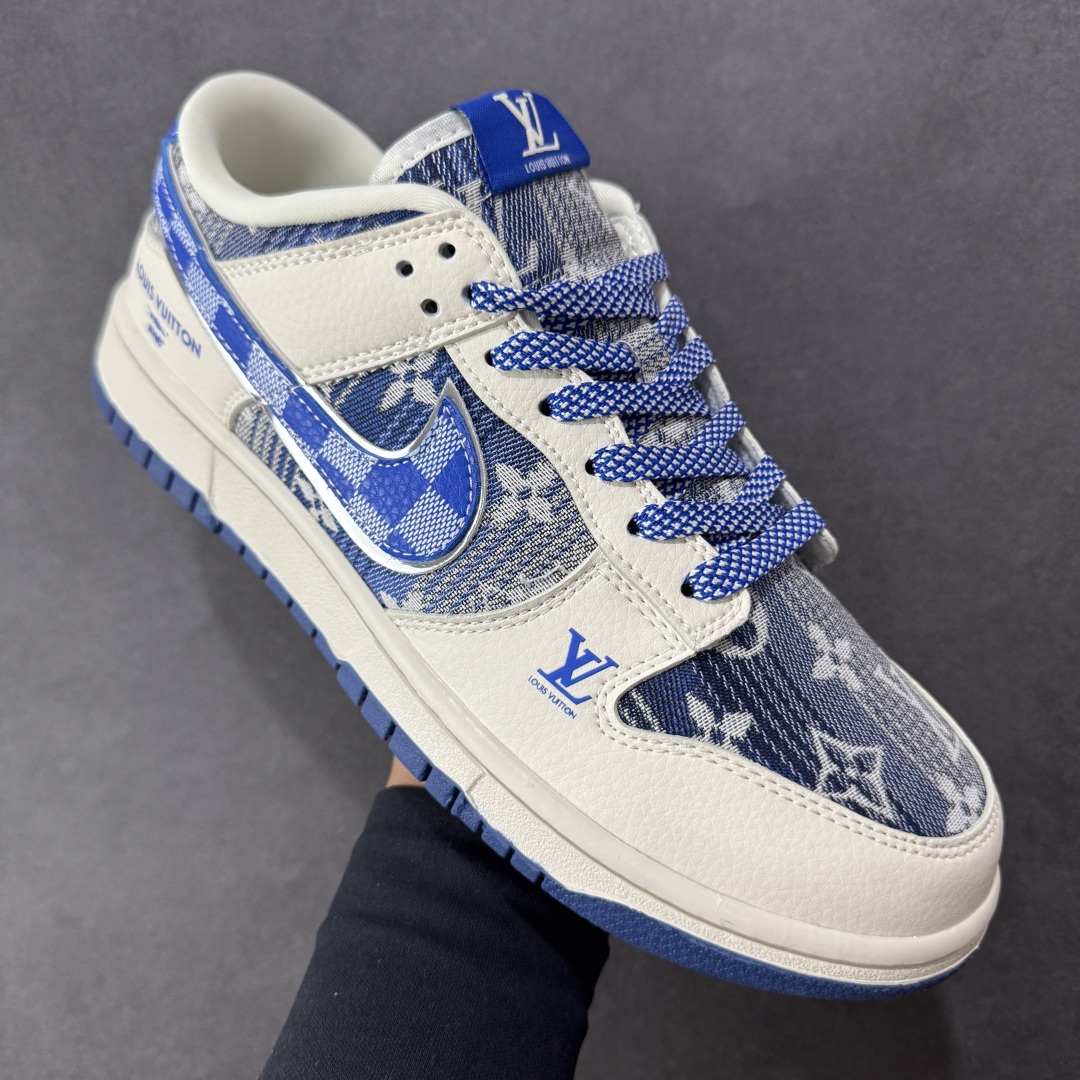  
【纯原】Nike SB Dunk Low “路易威登LV联名---米白蓝帆布印花” 高端定制 低帮休