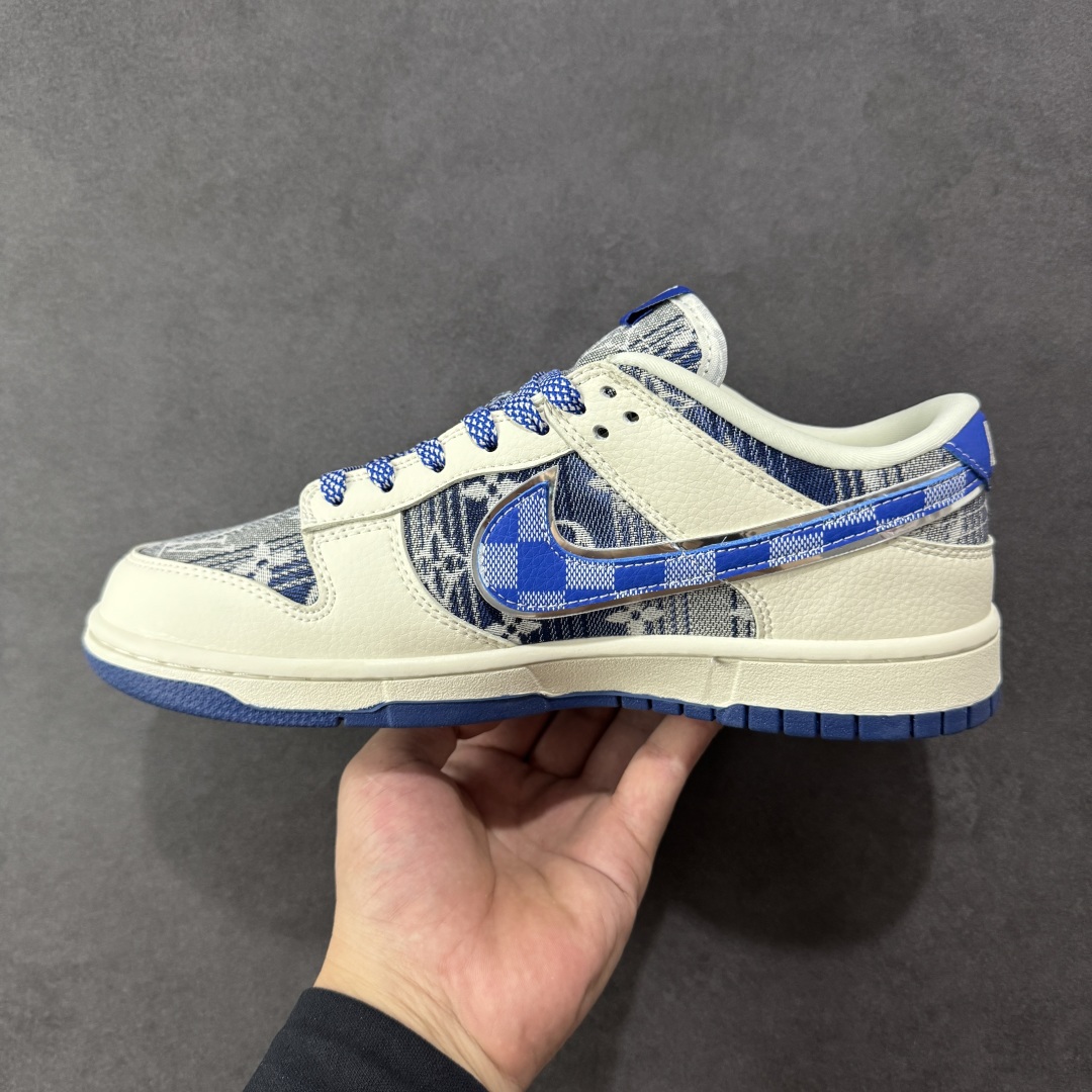 
【纯原】Nike SB Dunk Low “路易威登LV联名---米白蓝帆布印花” 高端定制 低帮休