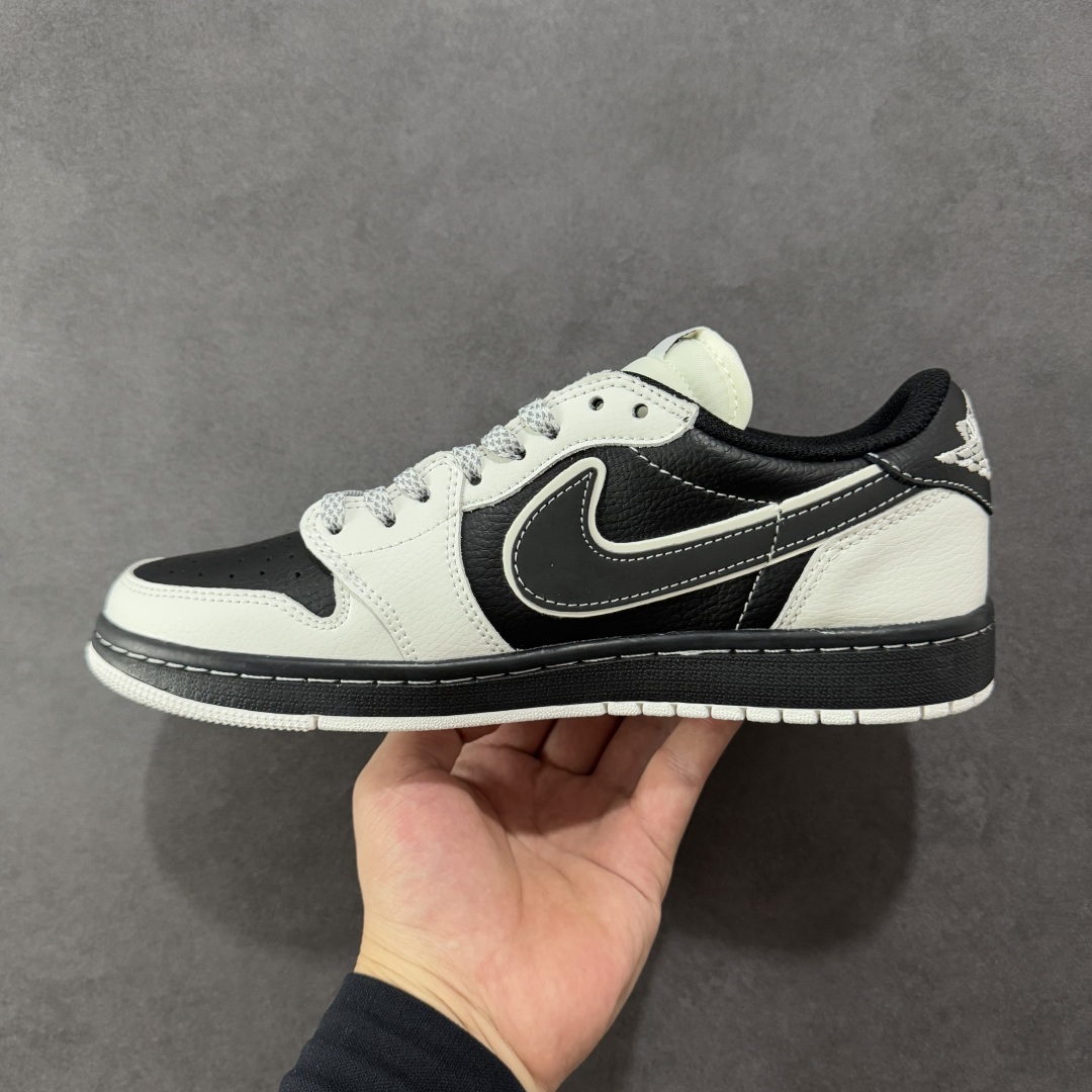 定制版 Travis Scott x Fragment Design x Air Jordan 1 Low OG SP AJ1 乔1 纪梵希联名 泼墨米黑 低帮文化休闲板鞋 DZ5899-005