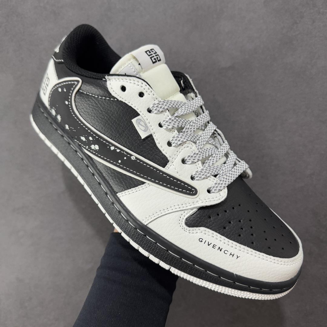 定制版 Travis Scott x Fragment Design x Air Jordan 1 Low OG SP AJ1 乔1 纪梵希联名 泼墨米黑 低帮文化休闲板鞋 DZ5899-005