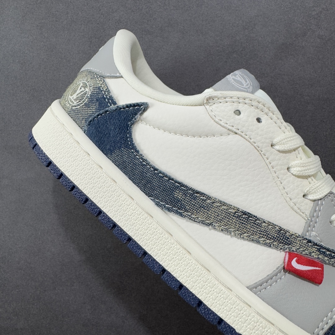 定制版 Travis Scott x Fragment Design x Air Jordan 1 Low OG SP AJ1 乔1 LV联名 扎染牛仔 低帮文化休闲板鞋 LD2028-048