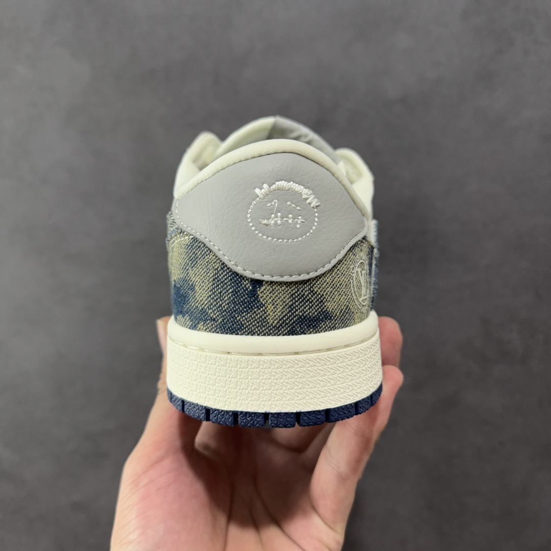 定制版 Travis Scott x Fragment Design x Air Jordan 1 Low OG SP AJ1 乔1 LV联名 扎染牛仔 低帮文化休闲板鞋 LD2028-048