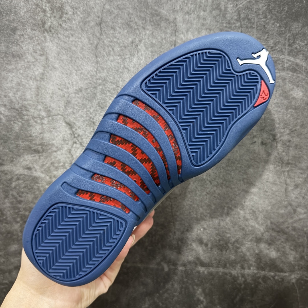  
【纯原】Air Jordan AJ12 Retro 潮流 中帮 复古篮球鞋 白蓝 法国蓝 CT801
