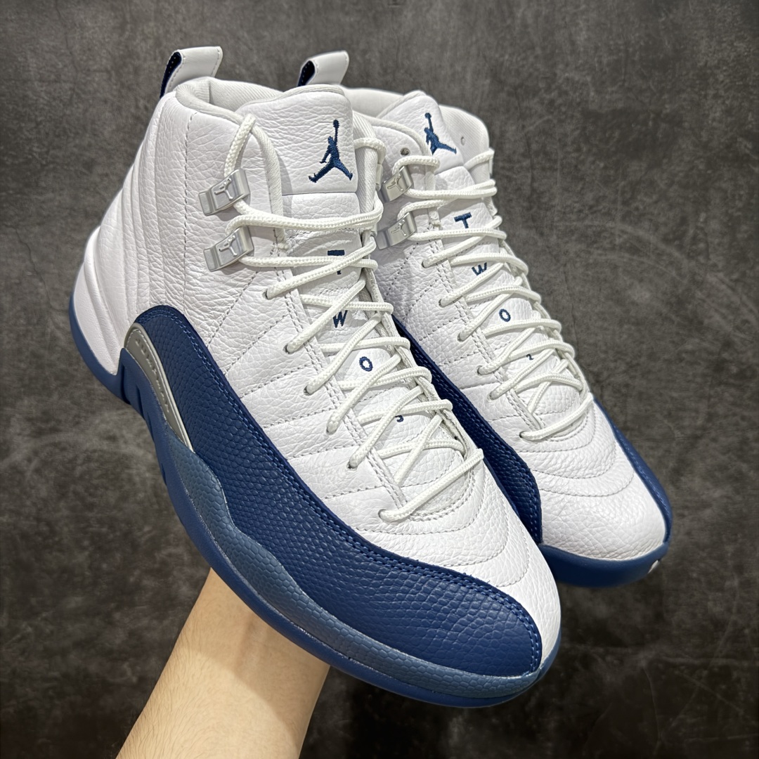  
【纯原】Air Jordan AJ12 Retro 潮流 中帮 复古篮球鞋 白蓝 法国蓝 CT801