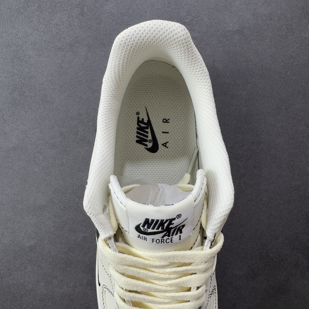 定制版 Nike Air Force 1'07 Low 做旧黑勾 空军一号低帮休闲板鞋 ZH0316-093