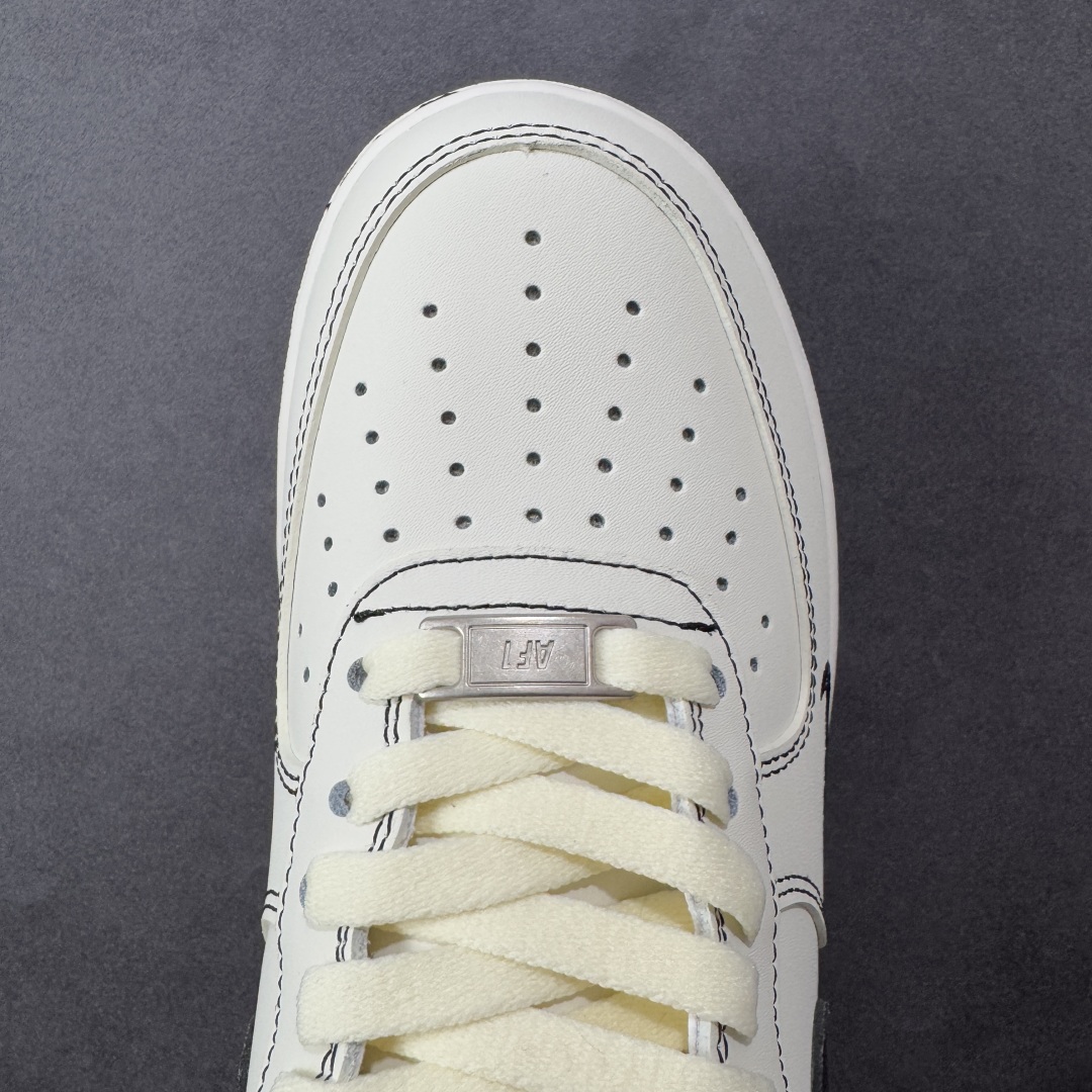 定制版 Nike Air Force 1'07 Low 做旧黑勾 空军一号低帮休闲板鞋 ZH0316-093
