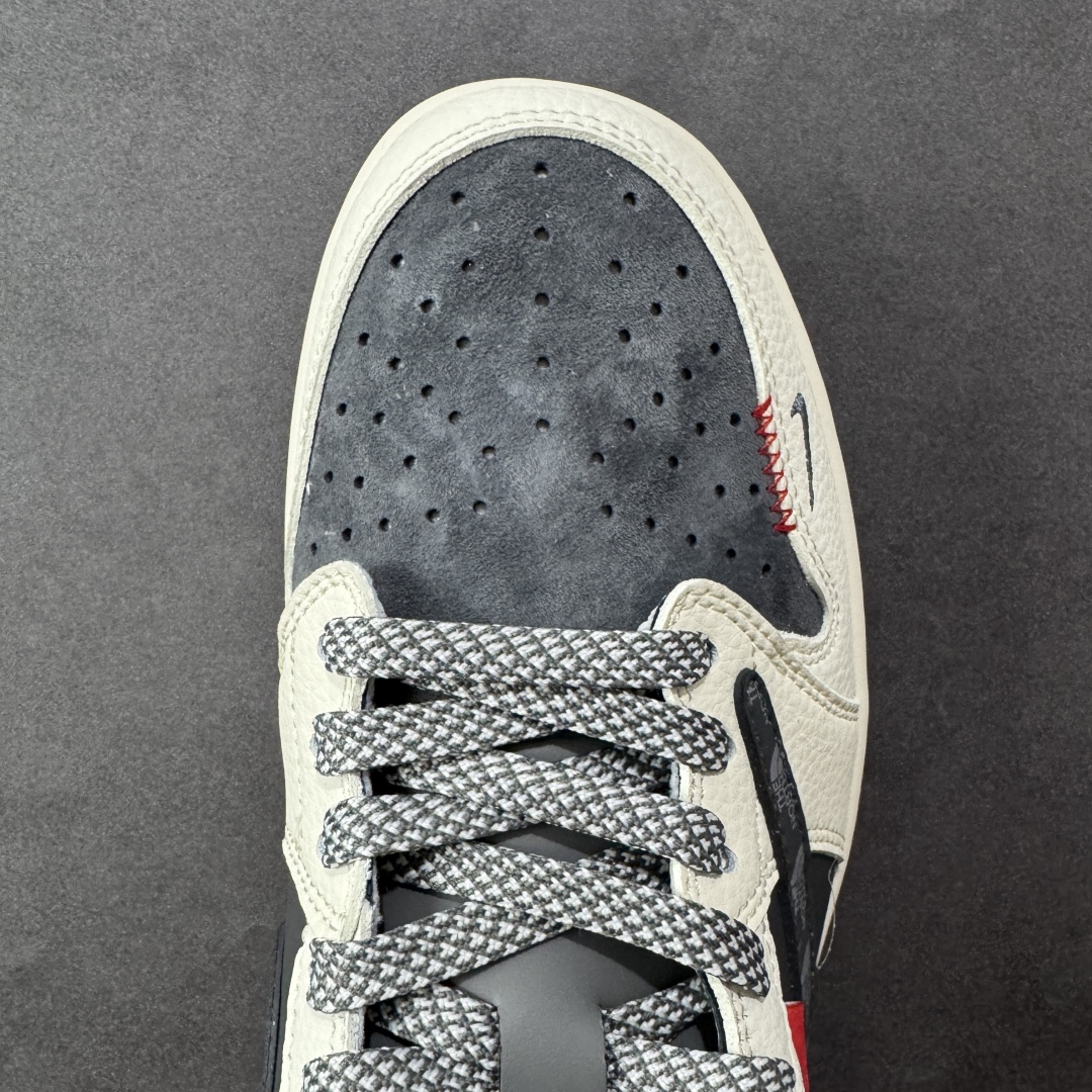 定制版 Travis Scott x Fragment Design x Air Jordan 1 Low OG SP AJ1 乔1 北面联名 印花米黑织标 低帮文化休闲板鞋 QW5088-205