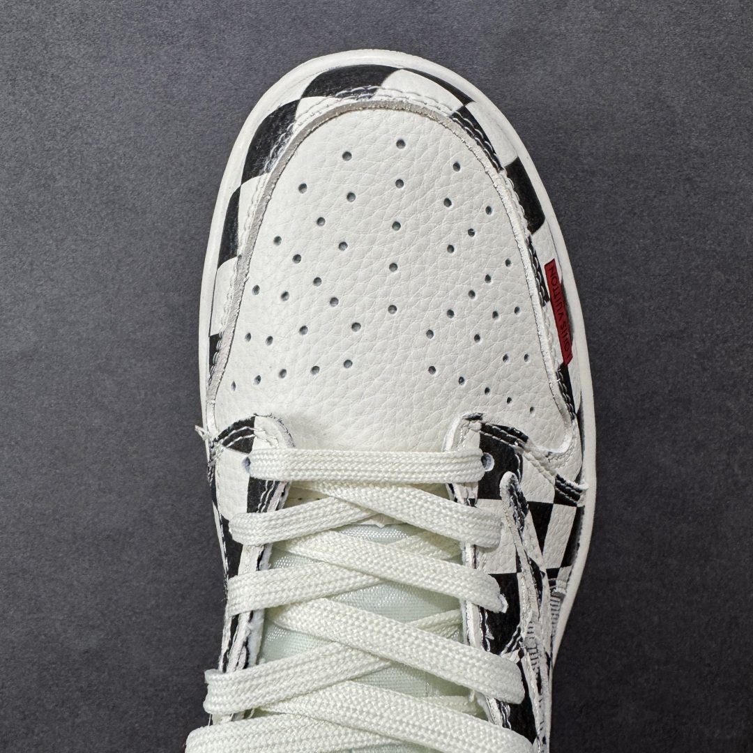 280  定制版 Travis Scott x Fragment Design x Air Jordan 1 Low SP AJ1 乔1 LV联名 黑白格牛仔 低帮文化休闲板鞋  LD2028-043