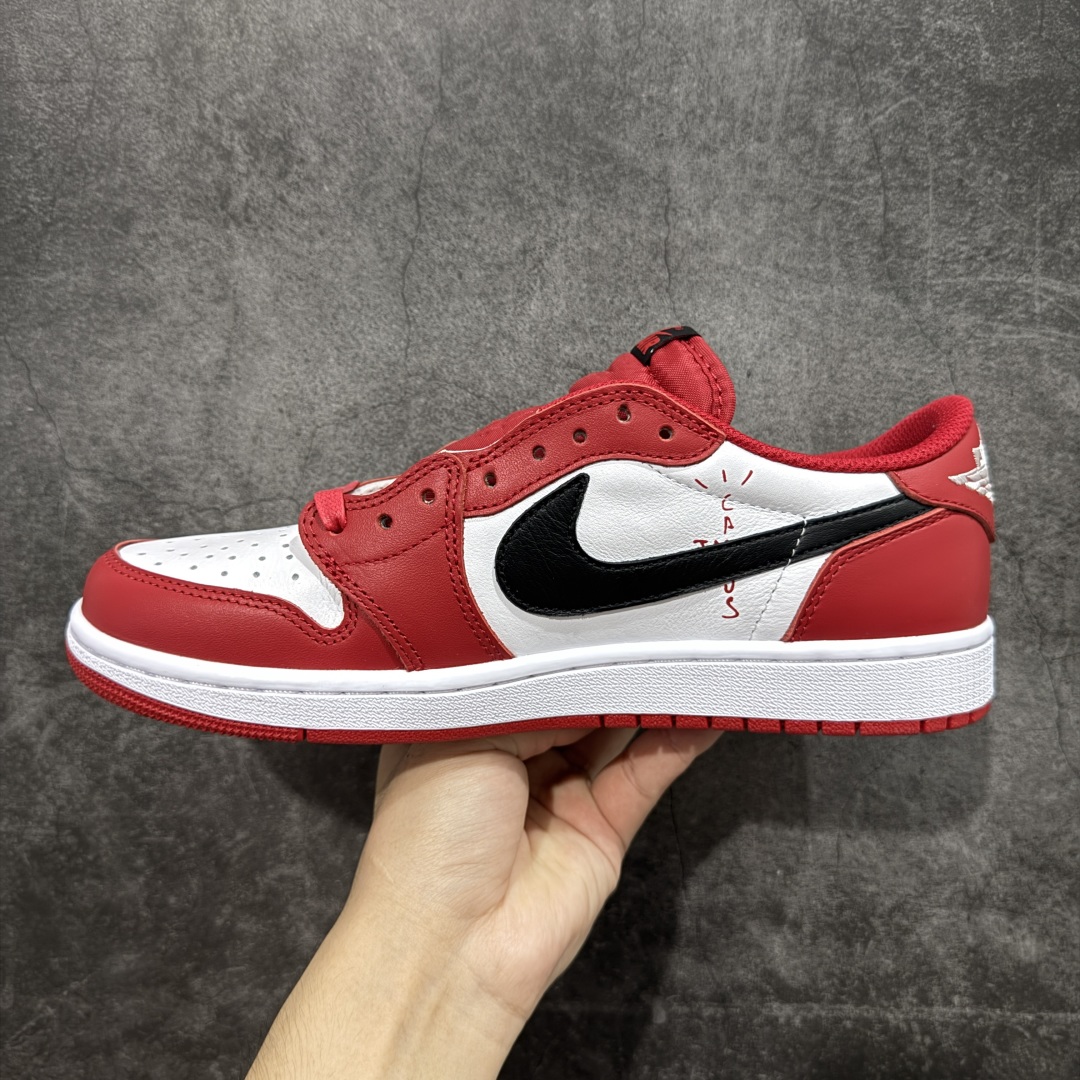 400  DG版本 Travis Scott x Air Jordan AJ1 Low SP TS联名倒钩低帮 白红倒钩定制款 DM7866-101