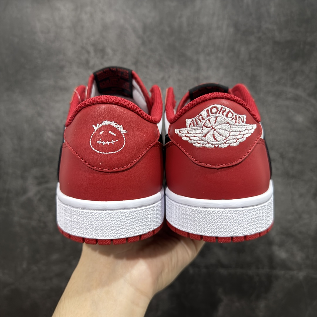 400  DG版本 Travis Scott x Air Jordan AJ1 Low SP TS联名倒钩低帮 白红倒钩定制款 DM7866-101