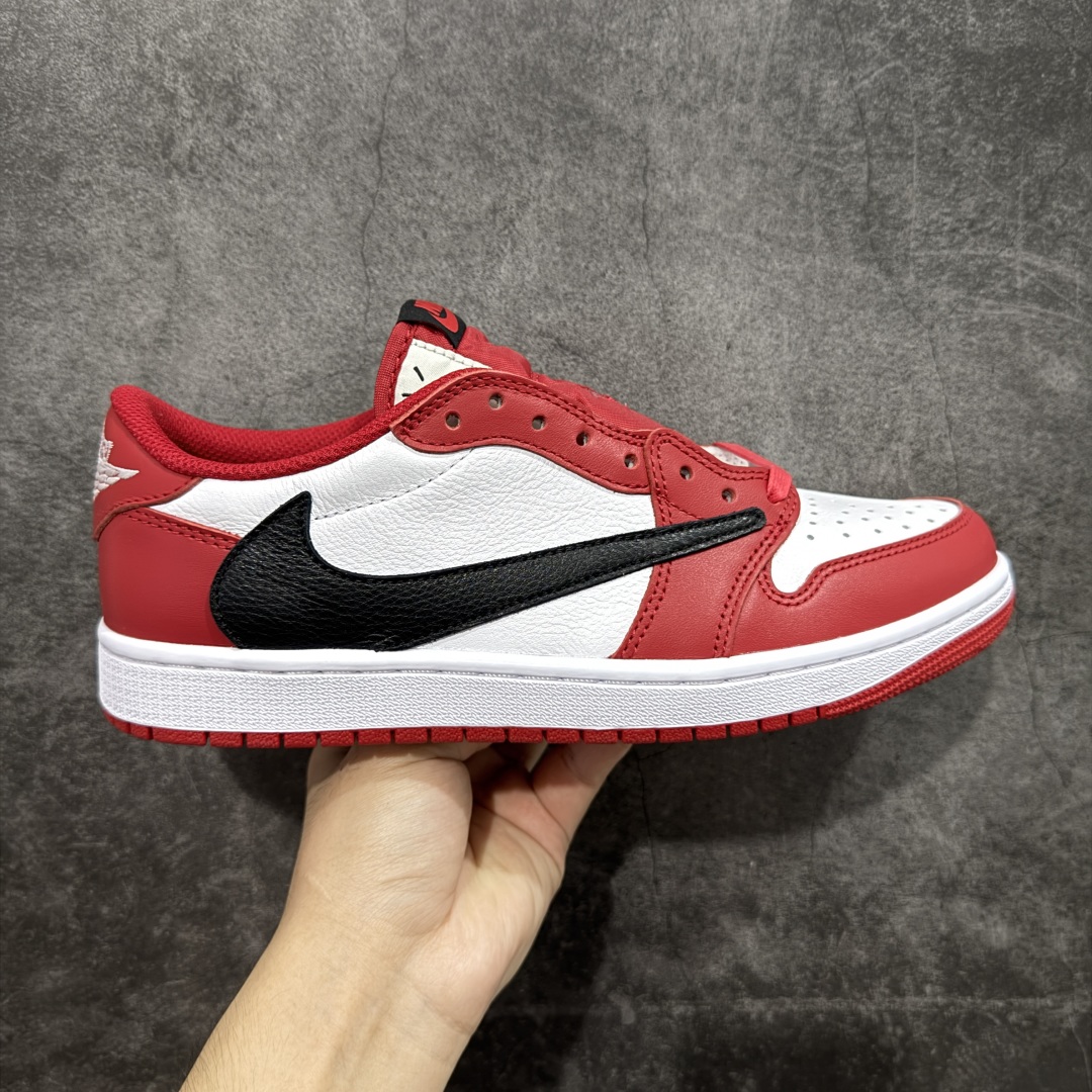 400  DG版本 Travis Scott x Air Jordan AJ1 Low SP TS联名倒钩低帮 白红倒钩定制款 DM7866-101