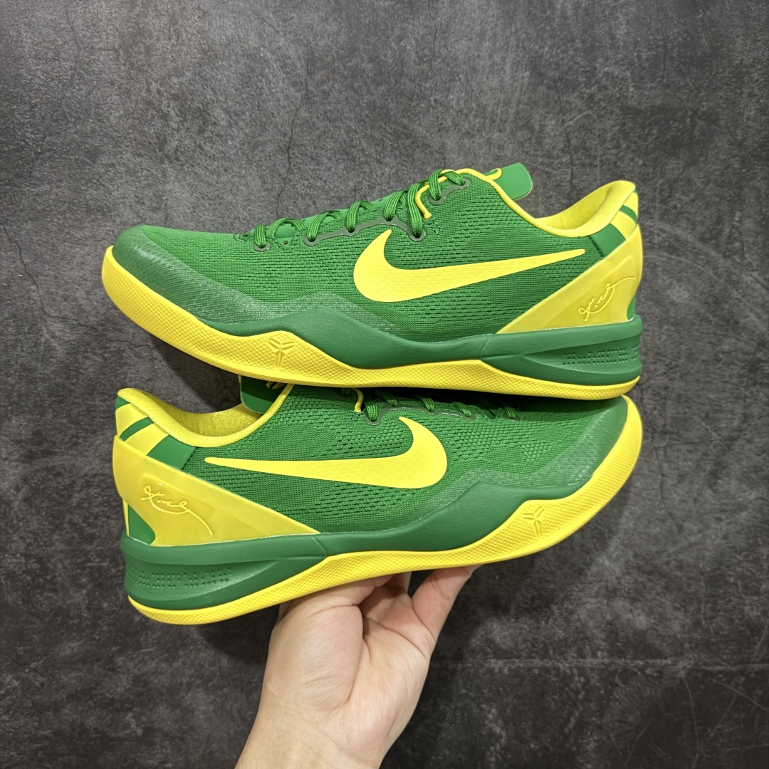  
【纯原】NK Zoom Kobe Ⅷ System 科比8代复刻实战运动低帮文化篮球鞋 俄勒冈黄绿鸭