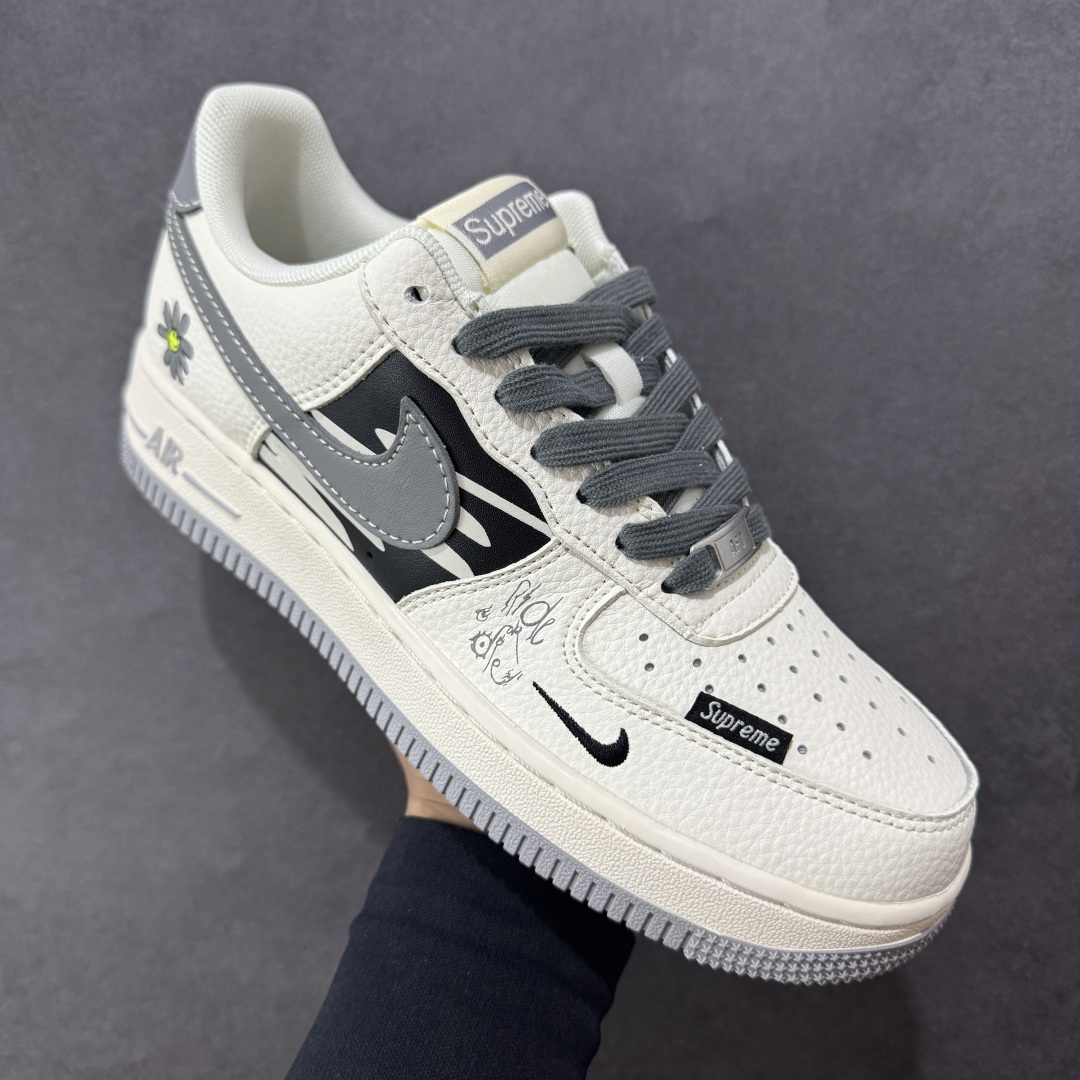  
【纯原】Nike Air Force 1 '07 Low “Supreme联名——涂鸦米灰勾”空军一