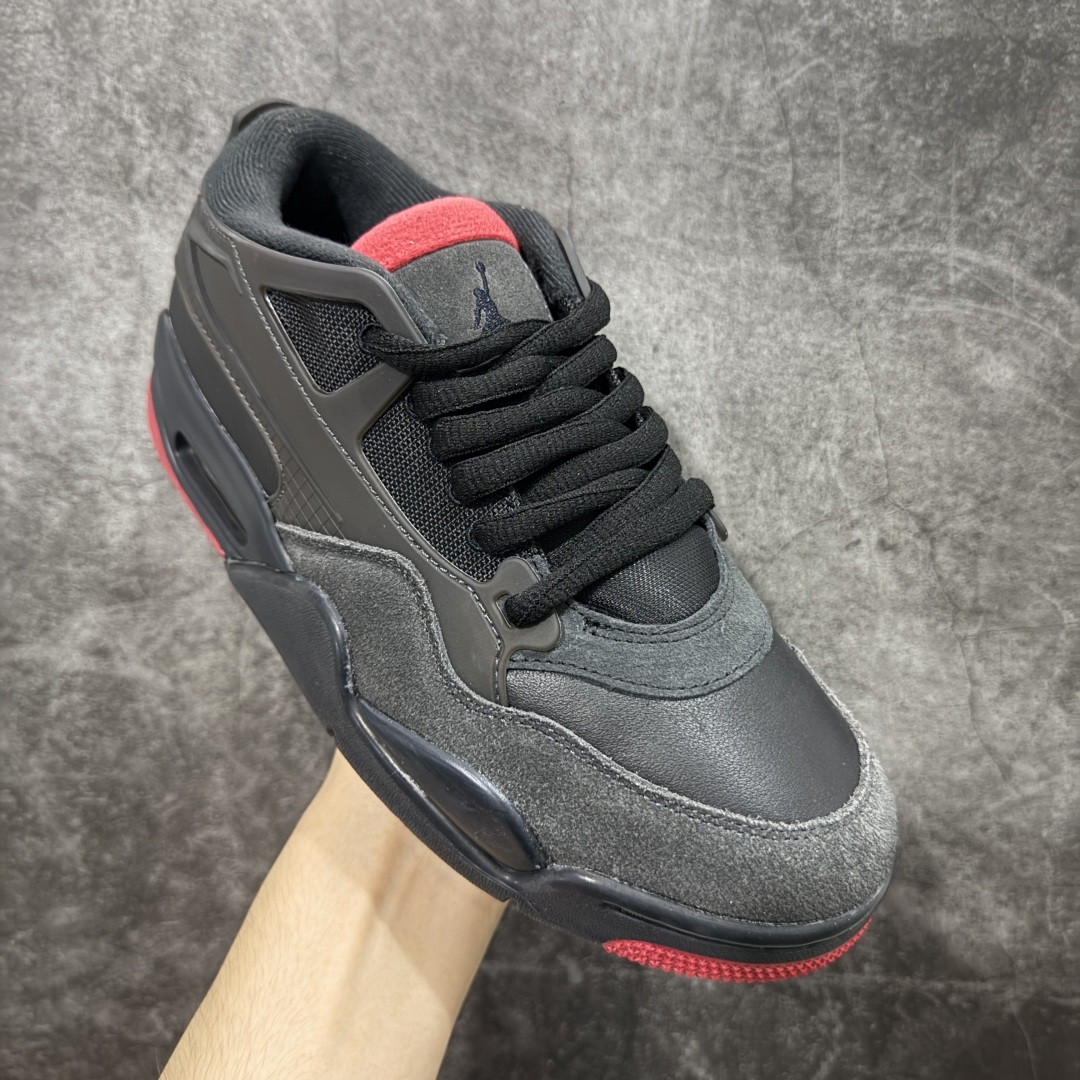 图片[3]-【DT纯原】Air Jordan AJ4 RM 重置 重制版低帮复古篮球鞋 黑红 FQ7939-060 采用了低帮的设计 并保留了众多AJ4的经典元素 鞋身以皮革、麂皮材质拼接打造 AJ4经典的TPU材质延伸至后跟 增强鞋款稳定性 而鞋身侧面的网格设计则被取消 尾部的NIKE AIR标志也得到保留 并同时带有飞人logo 中底部分同样搭载了可视AIR气垫 鞋底采用米白色中底和外底呈现 为整个设计收尾 尺码：36 36.5 37.5 38 38.5 39 40 40.5 41 42 42.5 43 44 44.5 45 46 47.5-选品中心