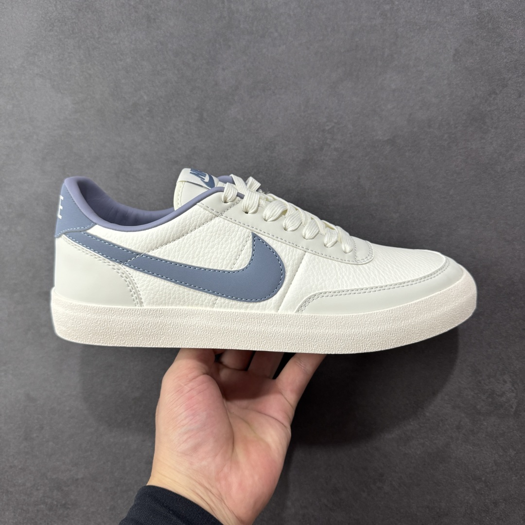 【公司级】Nike Killshot 2 耐克 低帮 白蓝色 男女同款 减震耐磨低邦板鞋 元年款低帮网球鞋中汲取灵感，采用丰富纹理皮革焕新鞋面设计，塑就新颖外观。鞋面采用丰富纹理柔软舒适皮革打造，部分位置以皮革加以点缀；打造时尚休闲风范，后跟位置Nike字母印花，鞋身两侧Swoosh Logo采用蓝色点缀，鞋舌绣标上Nike Swooshh Logo辅以b白色刺绣呈现，最后以米白色中底及同色橡胶外底完善整体设计收尾。 货号：HQ1657-106 尺码：35.5 36 36.5 37.5 38 38.5 39 40 40.5 41 42 42.5 43 44 44.5 45 编码：HXSA210220-选品中心