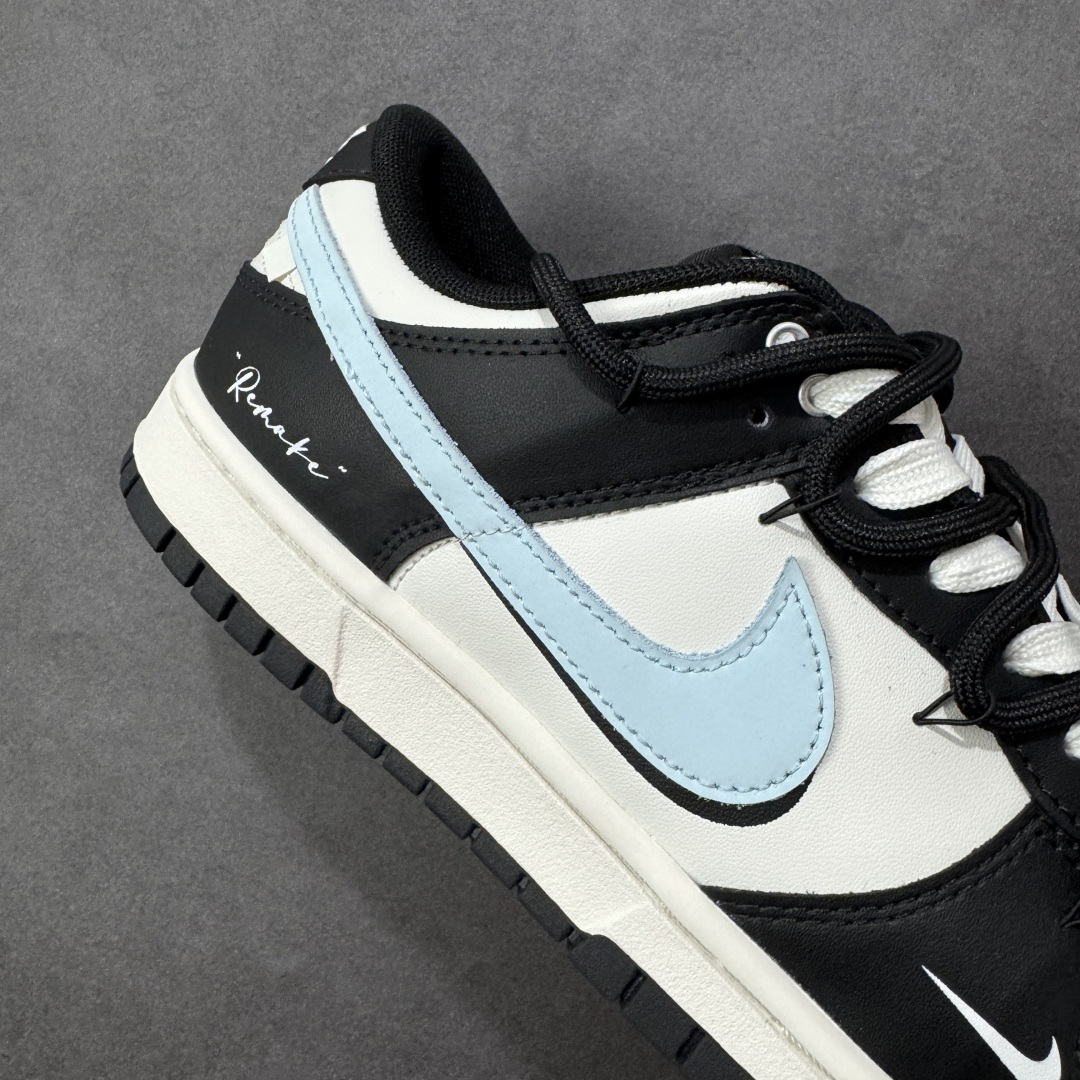 图片[6]-【YC纯原版】Nike Dunk Low 极地冰晶 此款以极地冰川为灵感，黑白基底如极夜覆雪，淡蓝Swoosh划破沉寂，在简约中注入灵气，打造清爽高级的视觉基调。黑色解构绑带与鞋底构成整体硬核支撑，鞋侧「Remake」手写字体暗藏颠覆基因，不仅保留Dunk原始血统，更赋予了现代的冰川美学。 货号： BB0515-090 尺码： 40 40.5 41 42 42.5 43 44 44.5 45 46-选品中心