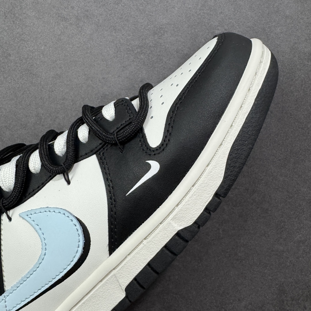 图片[5]-【YC纯原版】Nike Dunk Low 极地冰晶 此款以极地冰川为灵感，黑白基底如极夜覆雪，淡蓝Swoosh划破沉寂，在简约中注入灵气，打造清爽高级的视觉基调。黑色解构绑带与鞋底构成整体硬核支撑，鞋侧「Remake」手写字体暗藏颠覆基因，不仅保留Dunk原始血统，更赋予了现代的冰川美学。 货号： BB0515-090 尺码： 40 40.5 41 42 42.5 43 44 44.5 45 46-选品中心