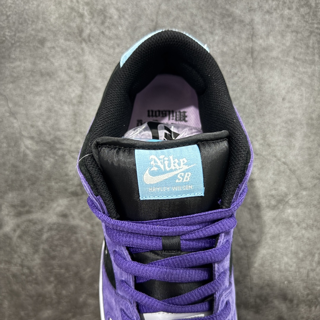图片[8]-【免修ST版本】Nike Dunk SB DUNK LOW PRO 紫黑白 鞋身采用磨砂皮革与光面皮革的白、紫、黑三色营造，细节还注入松石绿点缀，内敛又透着清爽。鞋侧重叠 Swoosh 与后跟 W 车线元素，进一步凸显层次 货号：HJ0513-500 尺码：36 36.5 37.5 38 38.5 39 40 40.5 41 42 42.5 43 44 44.5 45 46-选品中心