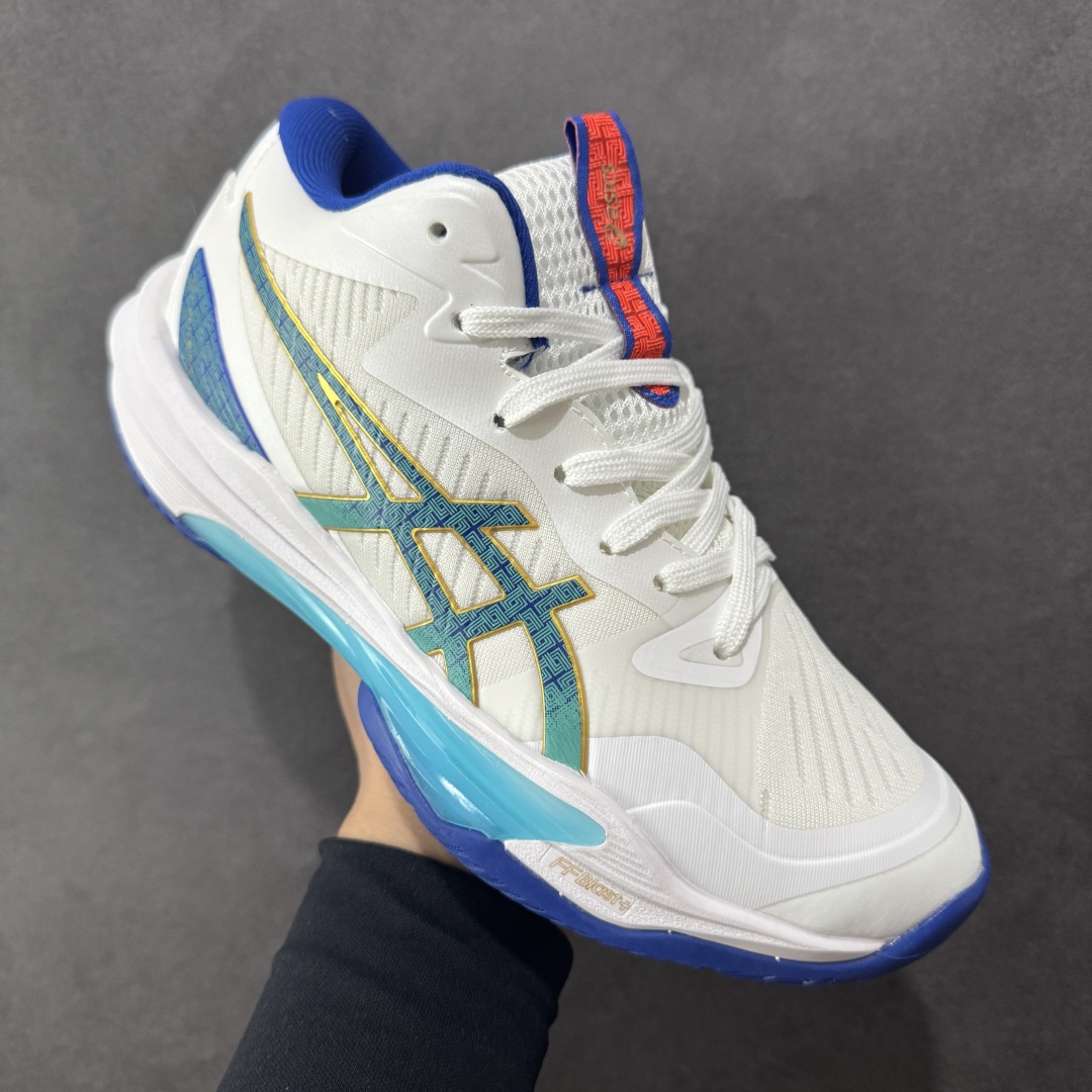 【纯原】ASICS Sky Elite FF 3 亚瑟士舒适百搭 中帮 排球训练鞋 男女款 白蓝红 一款