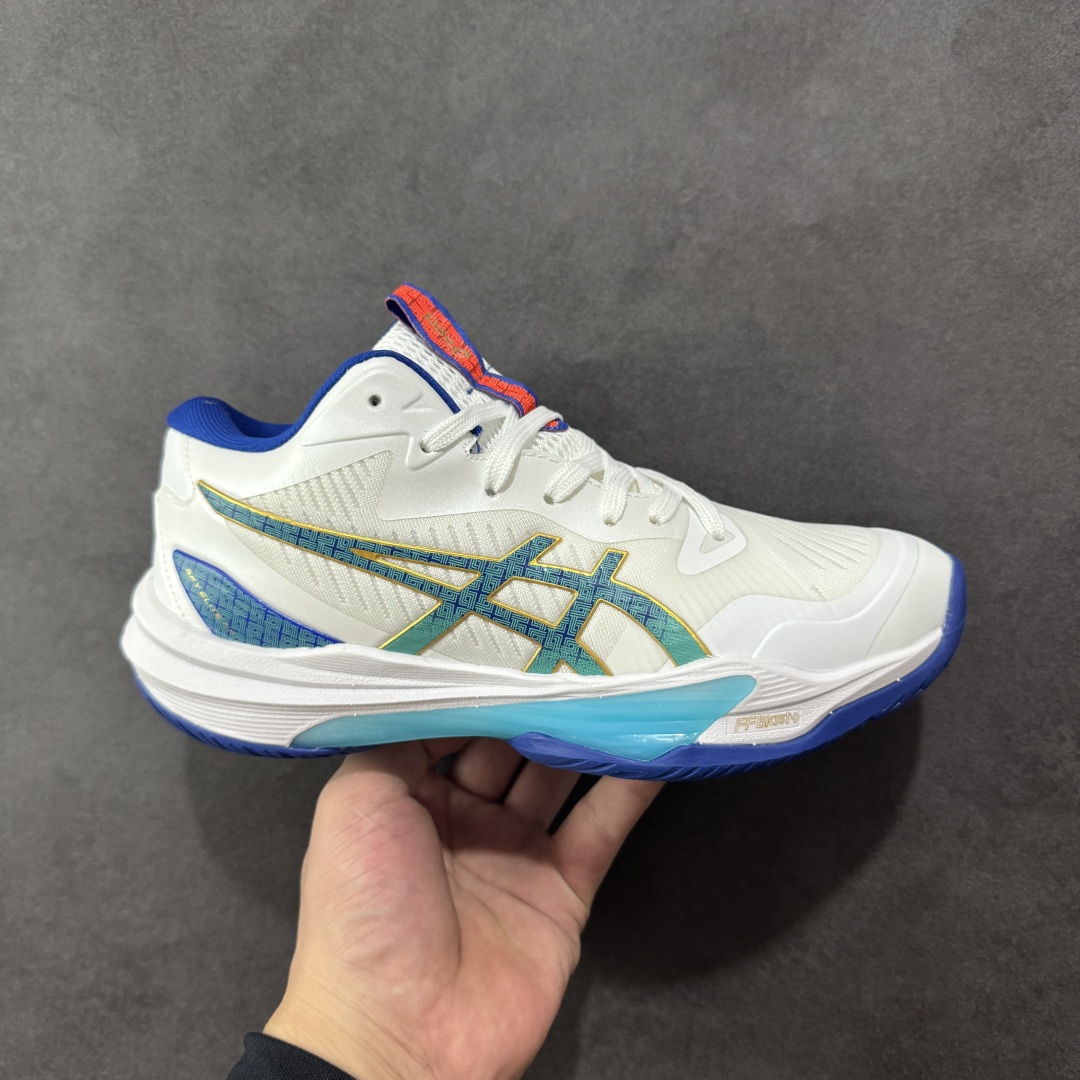 【纯原】ASICS Sky Elite FF 3 亚瑟士舒适百搭 中帮 排球训练鞋 男女款 白蓝红 一款
