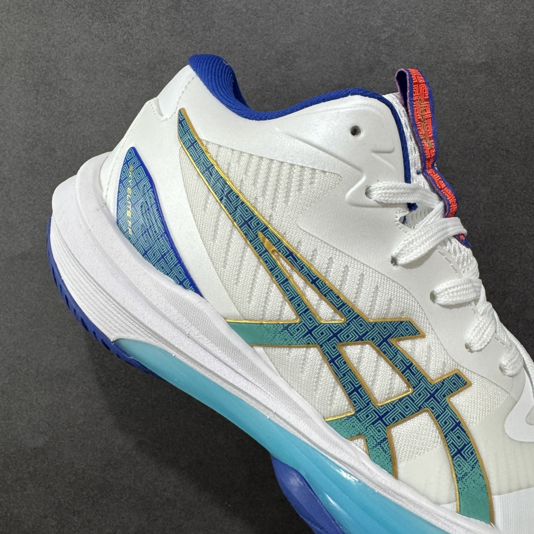 【纯原】ASICS Sky Elite FF 3 亚瑟士舒适百搭 中帮 排球训练鞋 男女款 白蓝红 一款