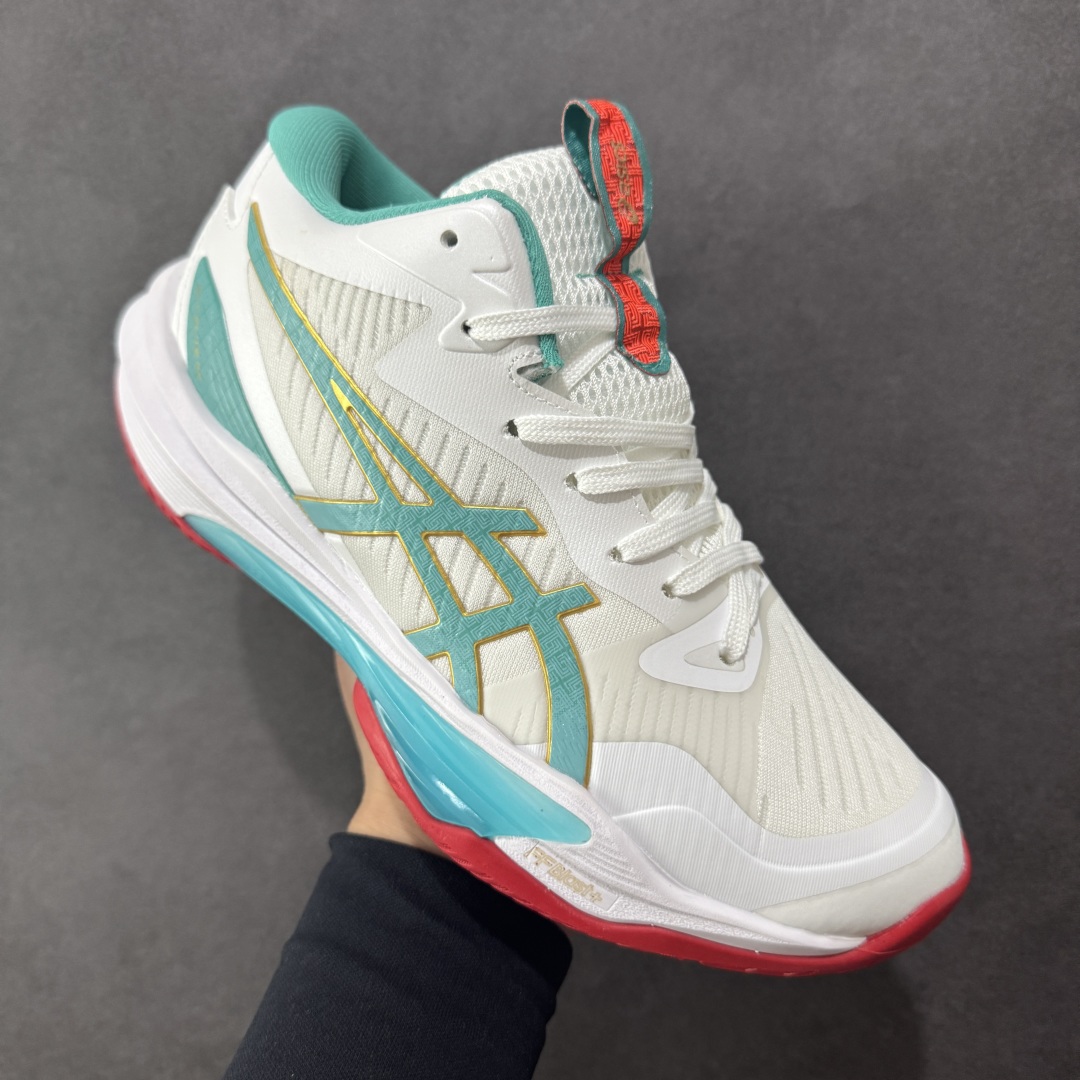 【纯原】Asics Sky Elite FF 3 舒适百搭 中帮 排球训练鞋 男女款 白红绿 一款专为排