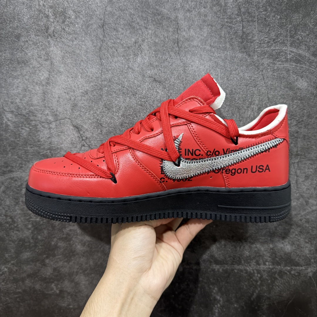 图片[2]-【Top纯原】OFF-WHITE X NK Air Force 1 \” OW联名空军一号低帮板鞋 绑带款黑红 市售最高工艺 知名厂牌 国内头部一线大厂出品 原鞋原厂贝利皮料打造 正确卡色 所有材料均来自原厂 细节对比原鞋 外贸充正 高端零售专供品质 货号：DD1876-600 尺码：36-48-选品中心