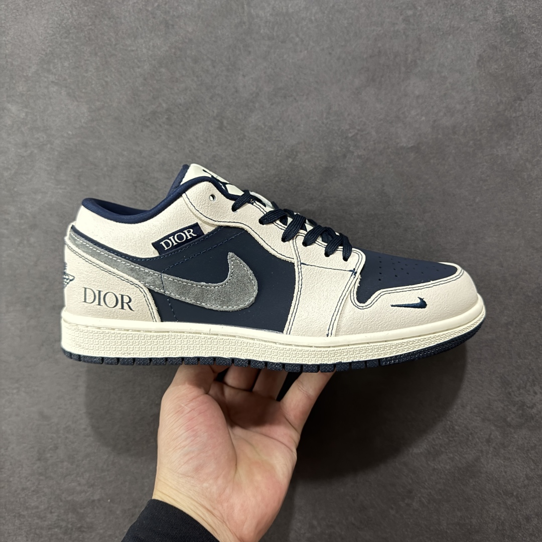 【纯原】Nike Jordan Air Jordan 1“迪奥联名——深蓝拼接灰勾” 高端定制 低帮 复