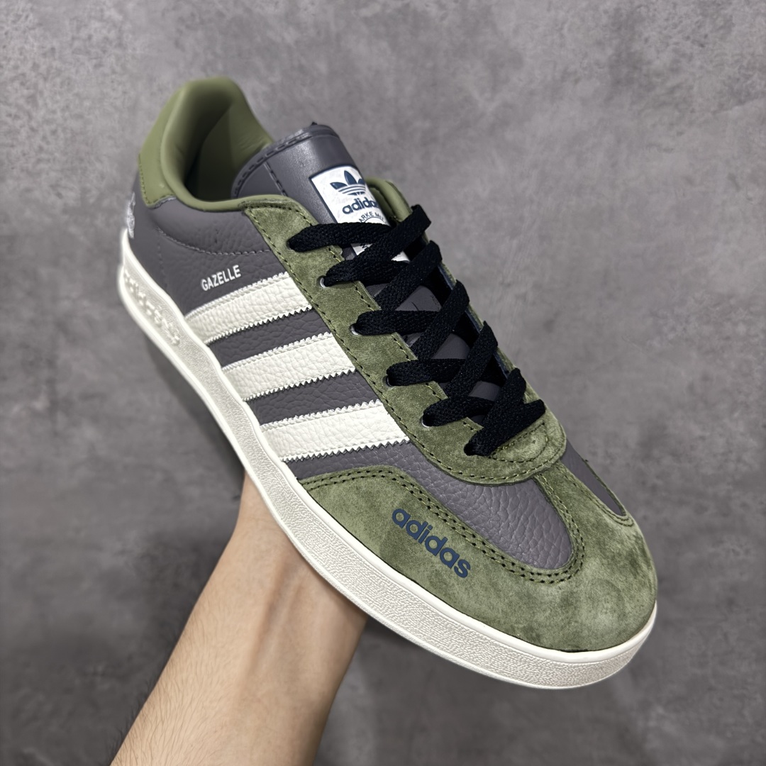 【纯原】AD Gazelle Indoor Trainers 古驰联名—深灰军绿 原厂定制长毛翻毛皮组合