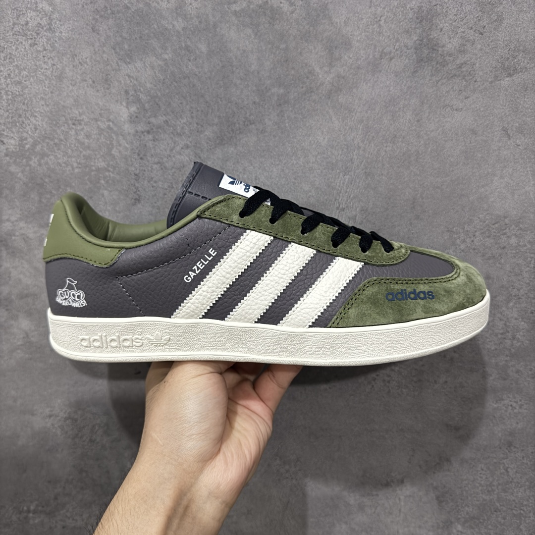 【纯原】AD Gazelle Indoor Trainers 古驰联名—深灰军绿 原厂定制长毛翻毛皮组合